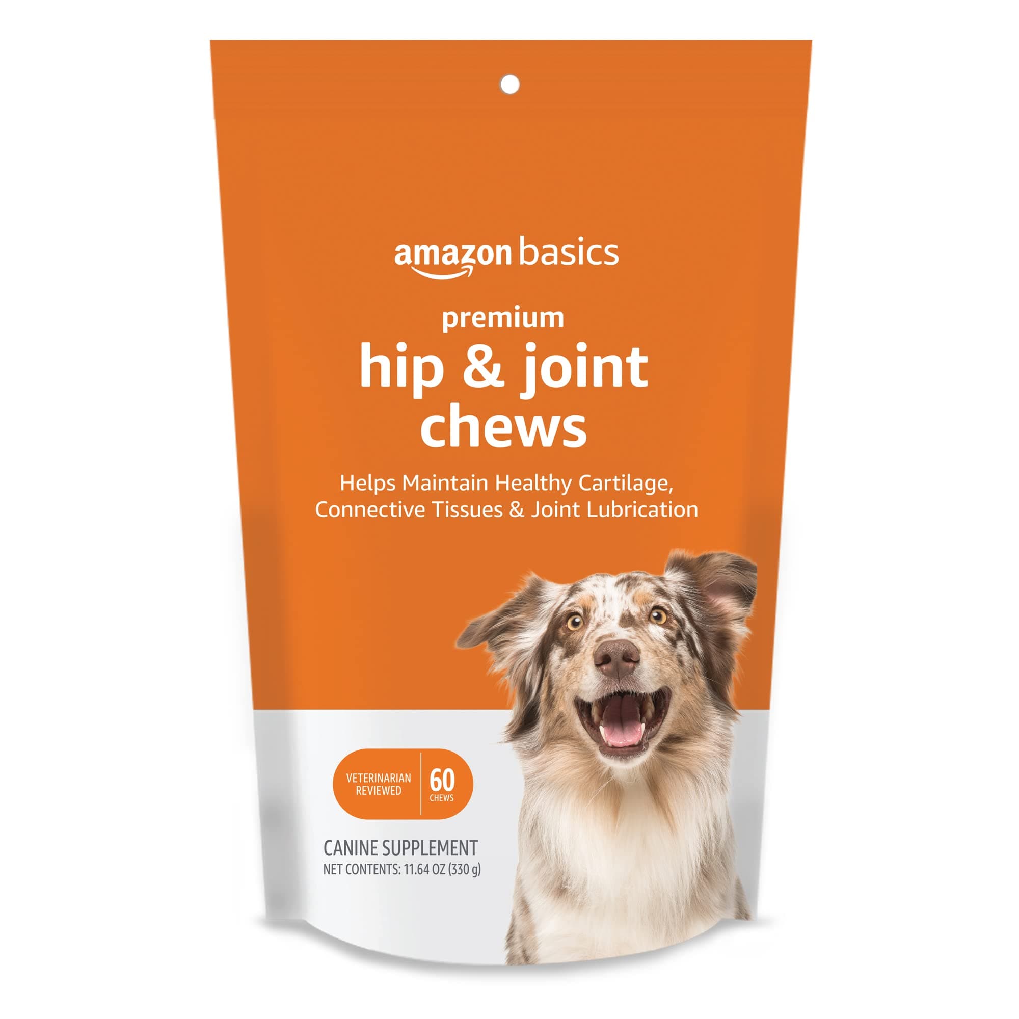 Amazon Basics Premium Dog Hip & Joint Supplement Chews with EPA and DHA, 60 Count (Previously Solimo)