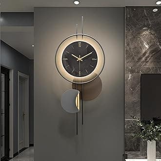 Modern Wall Clock for Living Room,Large Black Decorative Wall Clock,Creative Silent Clock Battery Operated Metal Wall Art for Entryway/Bedroom/Office/Dinning Room/Kitchen Decor