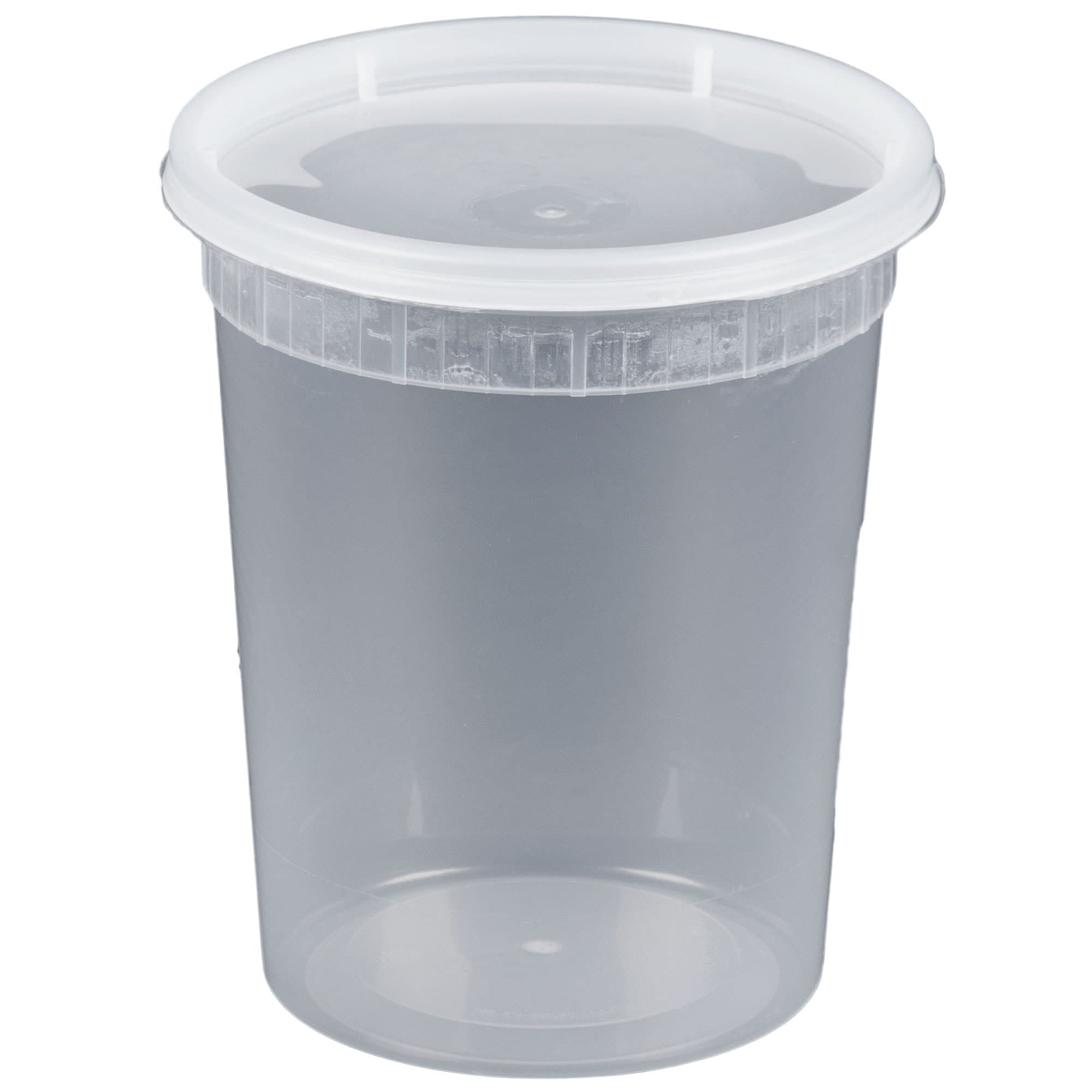 Microwavable Translucent Plastic Deli Container with Lid (Pack of 24) (32 oz.)