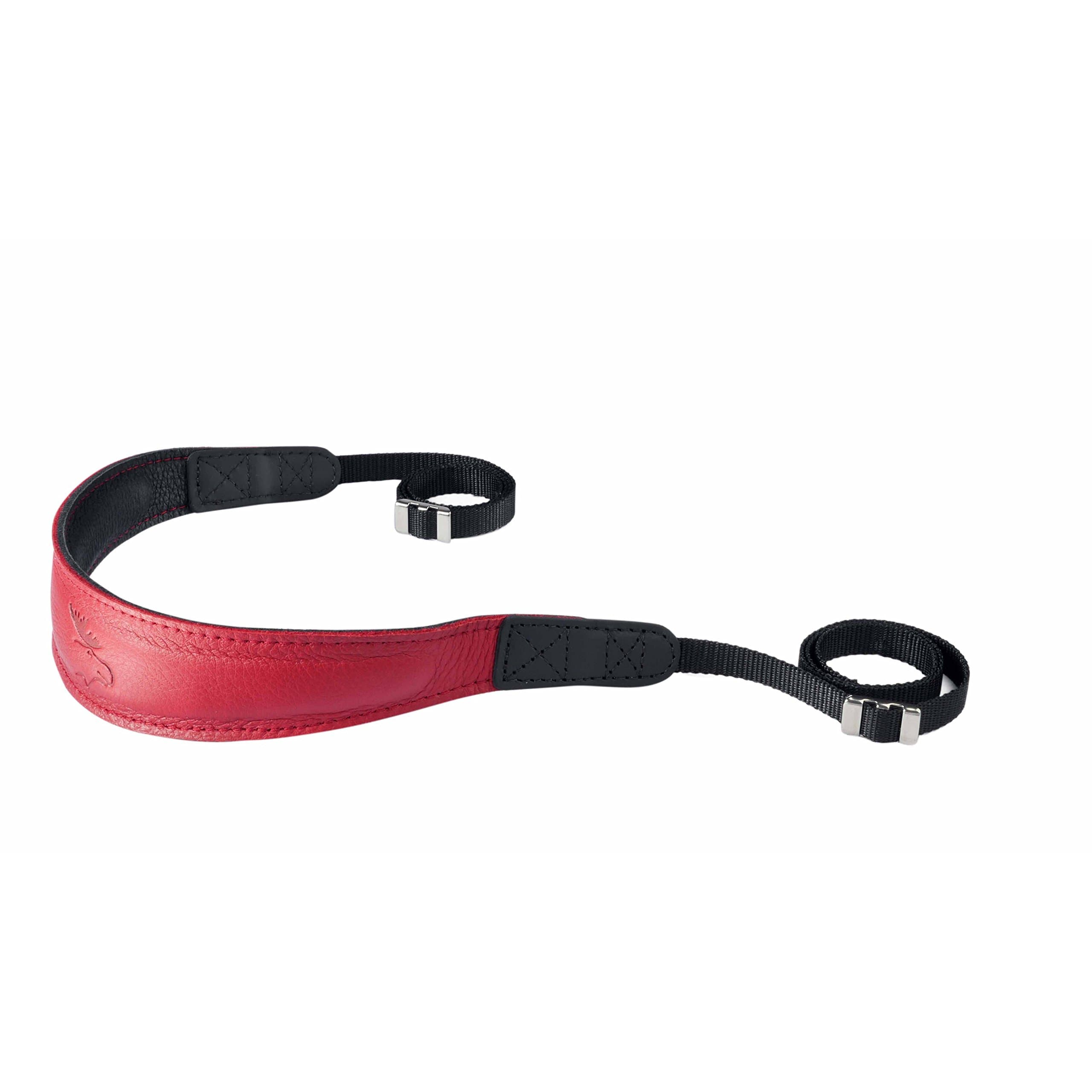 Eddycam 8451 Elk Leather Camera Strap (Chilli Pepper Red/Black/Contrast Stitching