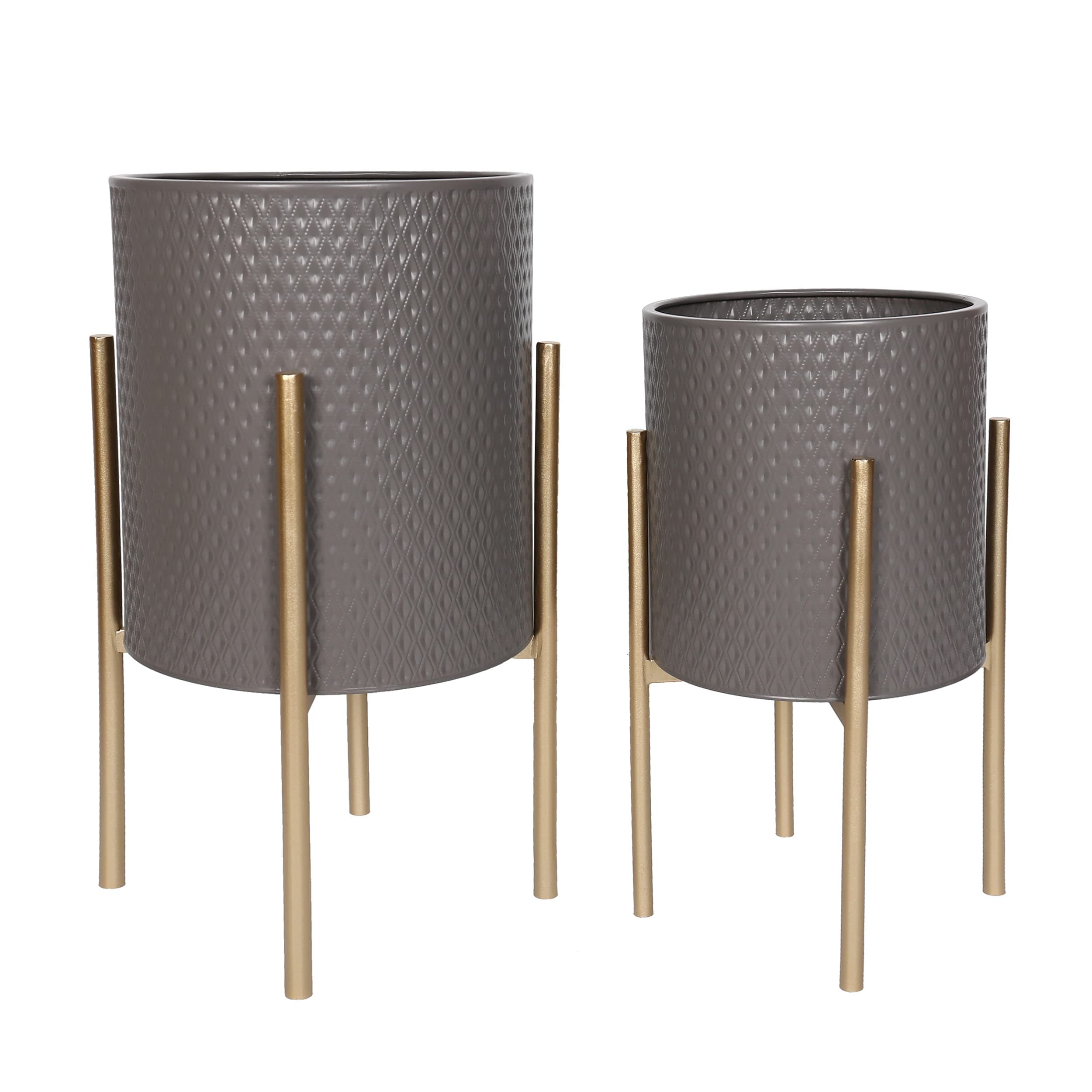 Sagebrook Home Planters, Iron, Gray, 23" H