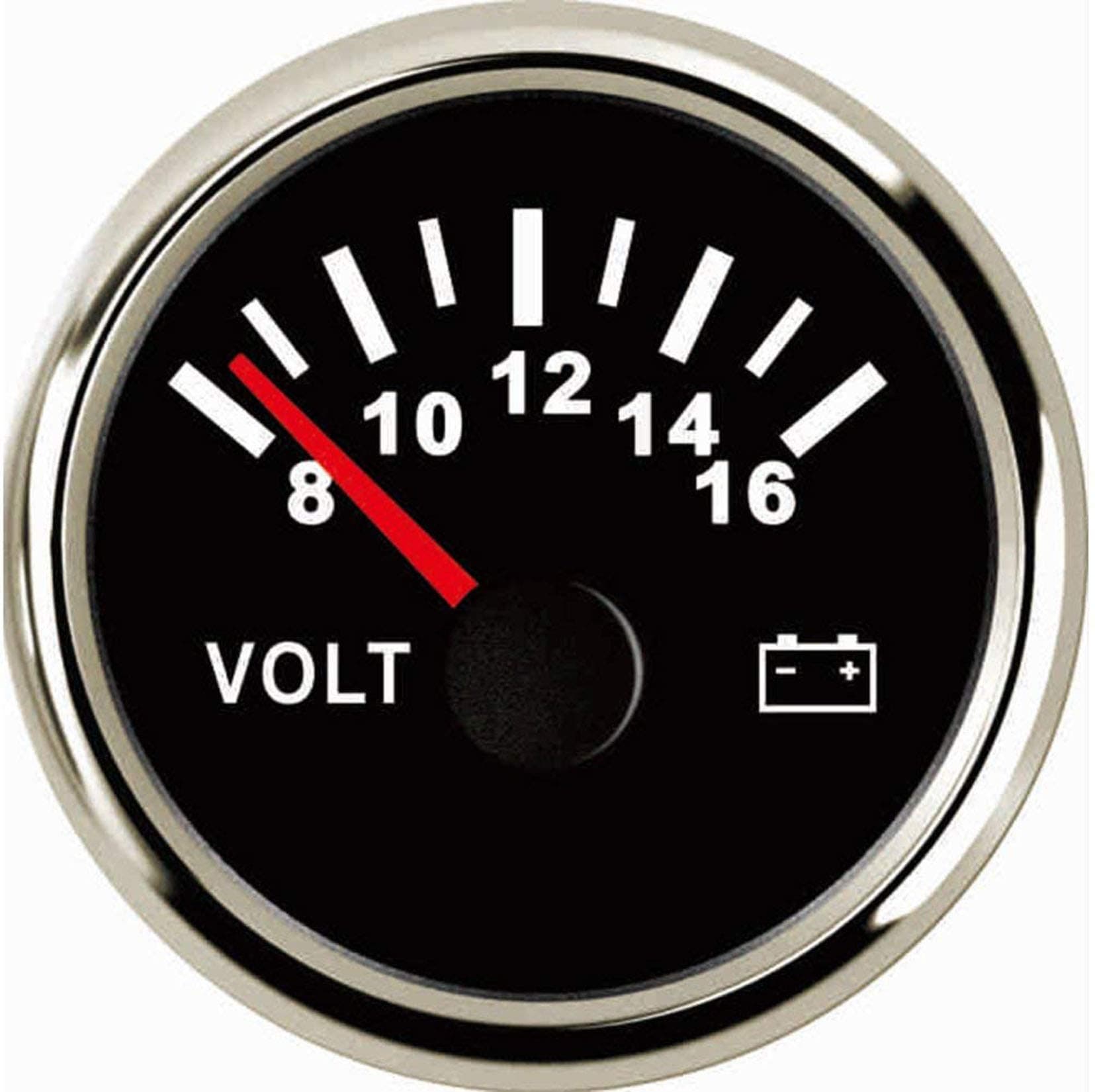 SAMDO Universal Voltage Meter Marine Voltage Gauge Waterproof Voltmeter 52mm 8-16V