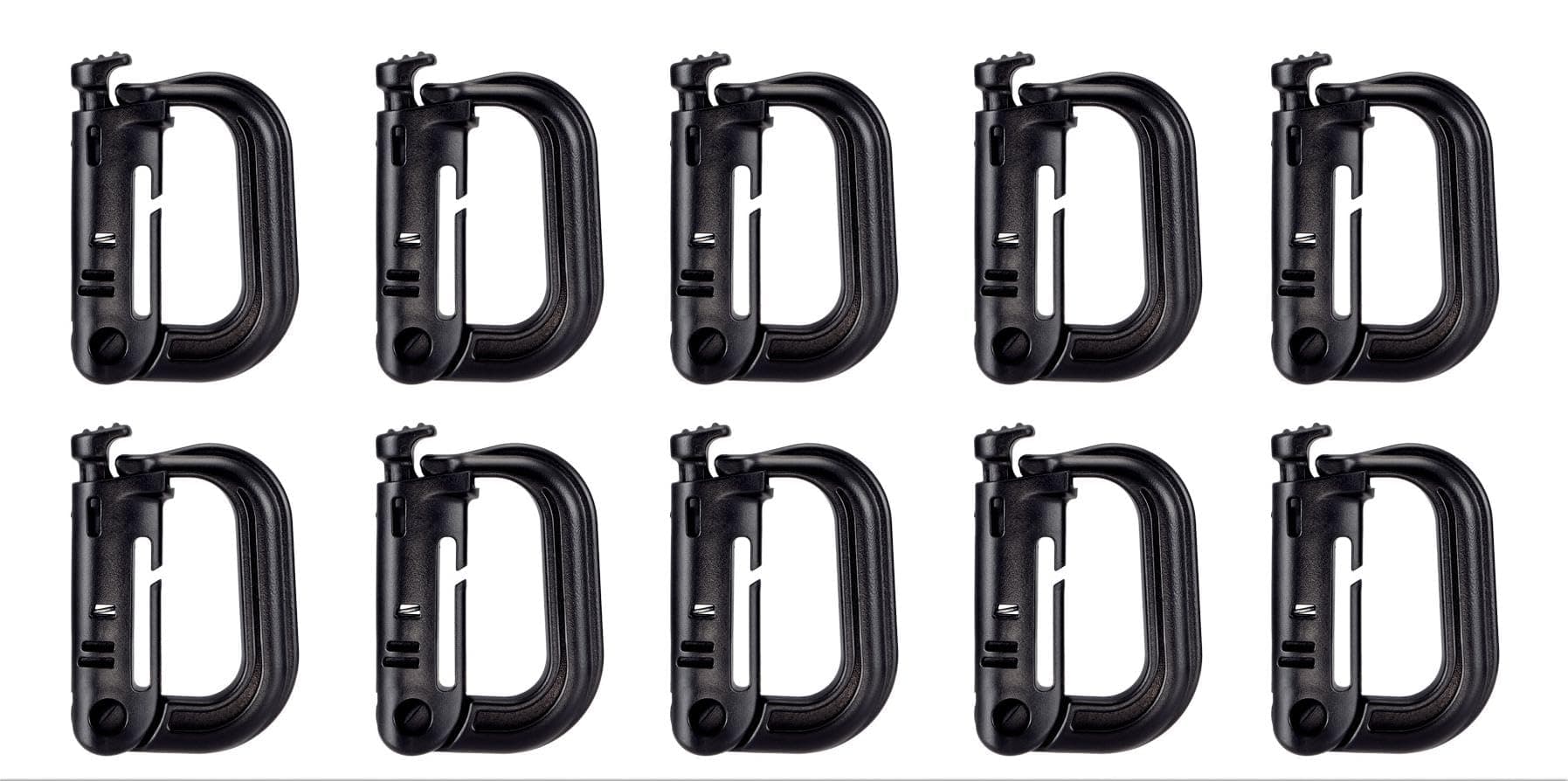 10 Pack Multipurpose D-Ring Grimlock Locking for Molle Webbing with Zippered Pouch