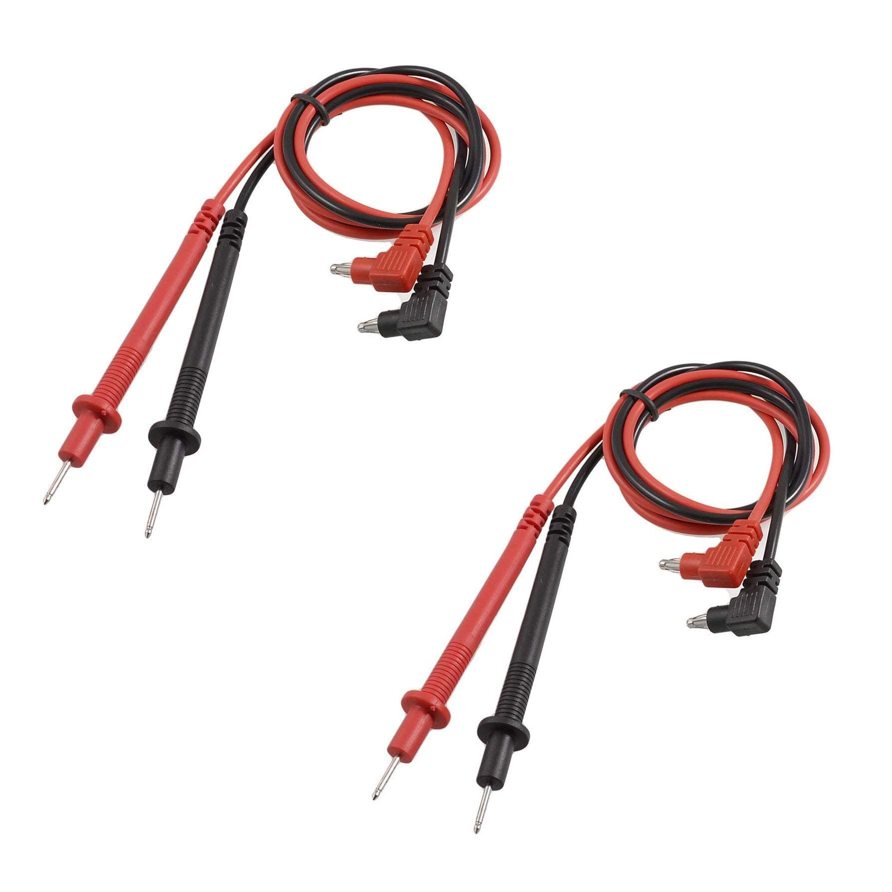 2pairs 90cm/35 Long Digital Laboratory Multimeter Voltmeter Test Lead Probe Wire Cable Banana Plug Connector Black Red 1000V