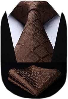 HISDERN Men's Wedding Tie and Handkerchief Houndstooth Check Plaid Tie Party Business Formal Necktie & Pocket Square Set…