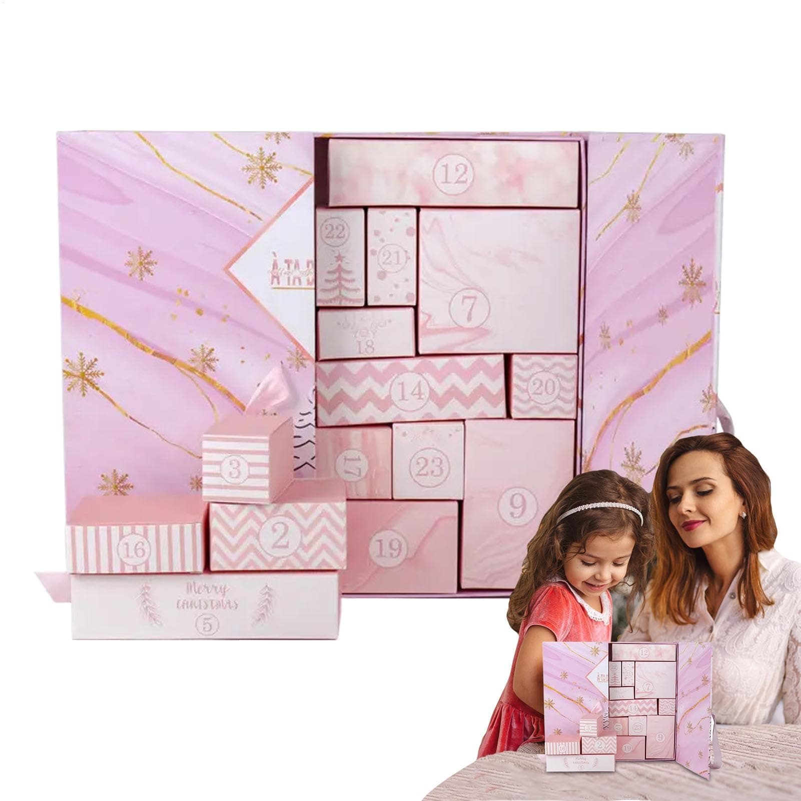 Countdown Calendar, Christmas Countdown Calendar, Interesting Countdown Box, Holiday Countdown Calendar, High Strength Calendars Toys with Christmas Elements for Family, Friends, Children