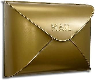 Wall Mount Mailboxes, 12.5 x 10 x 5 inch Gold Finish Wall Mailboxes for Outside, Waterproof Mailboxes for Outside - Envelope Mailbox