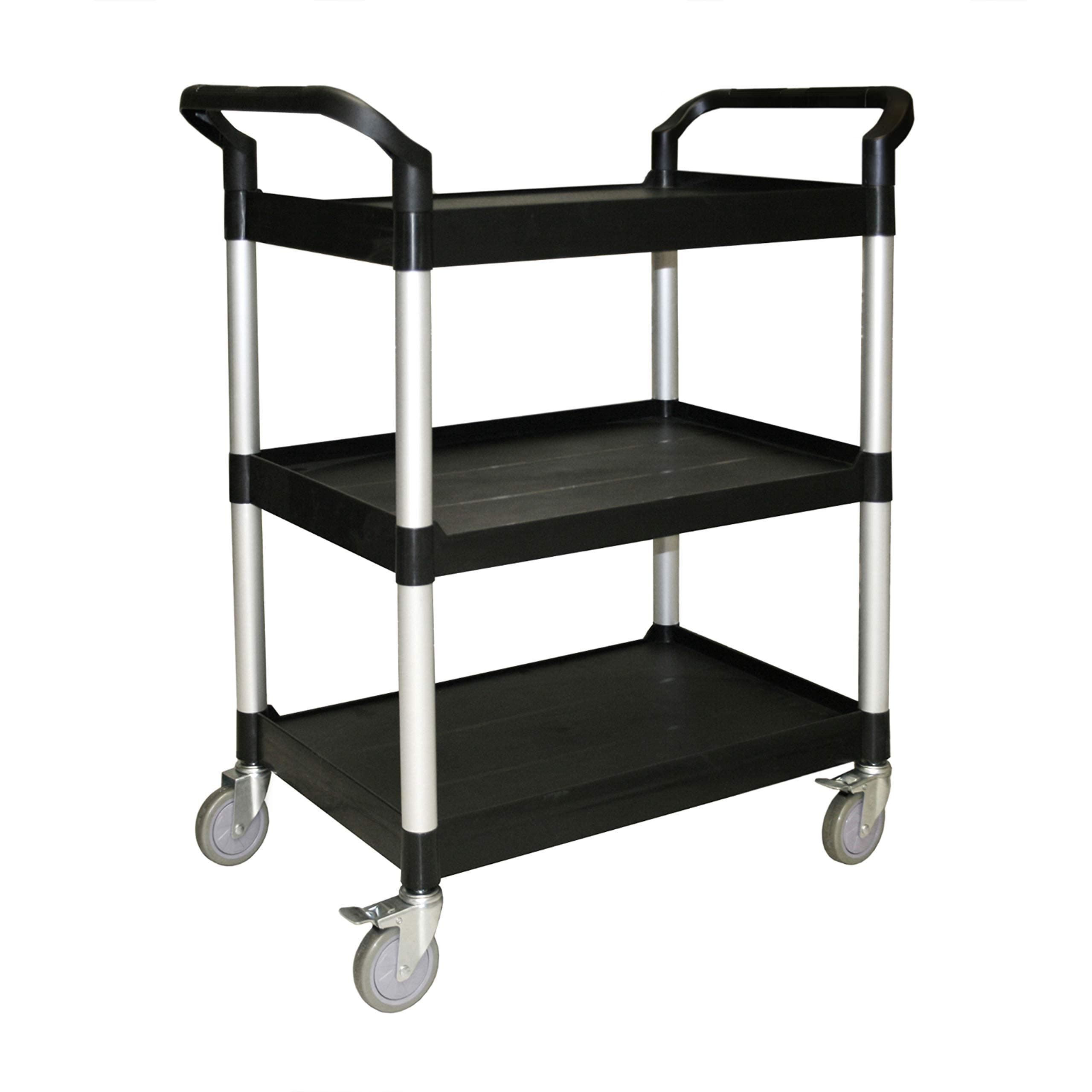 Thunder Group 851mm x 410mm x 940mm/33 1/2" x 16 1/8" x 37" 3-Tier Bus Cart, Black (KD)