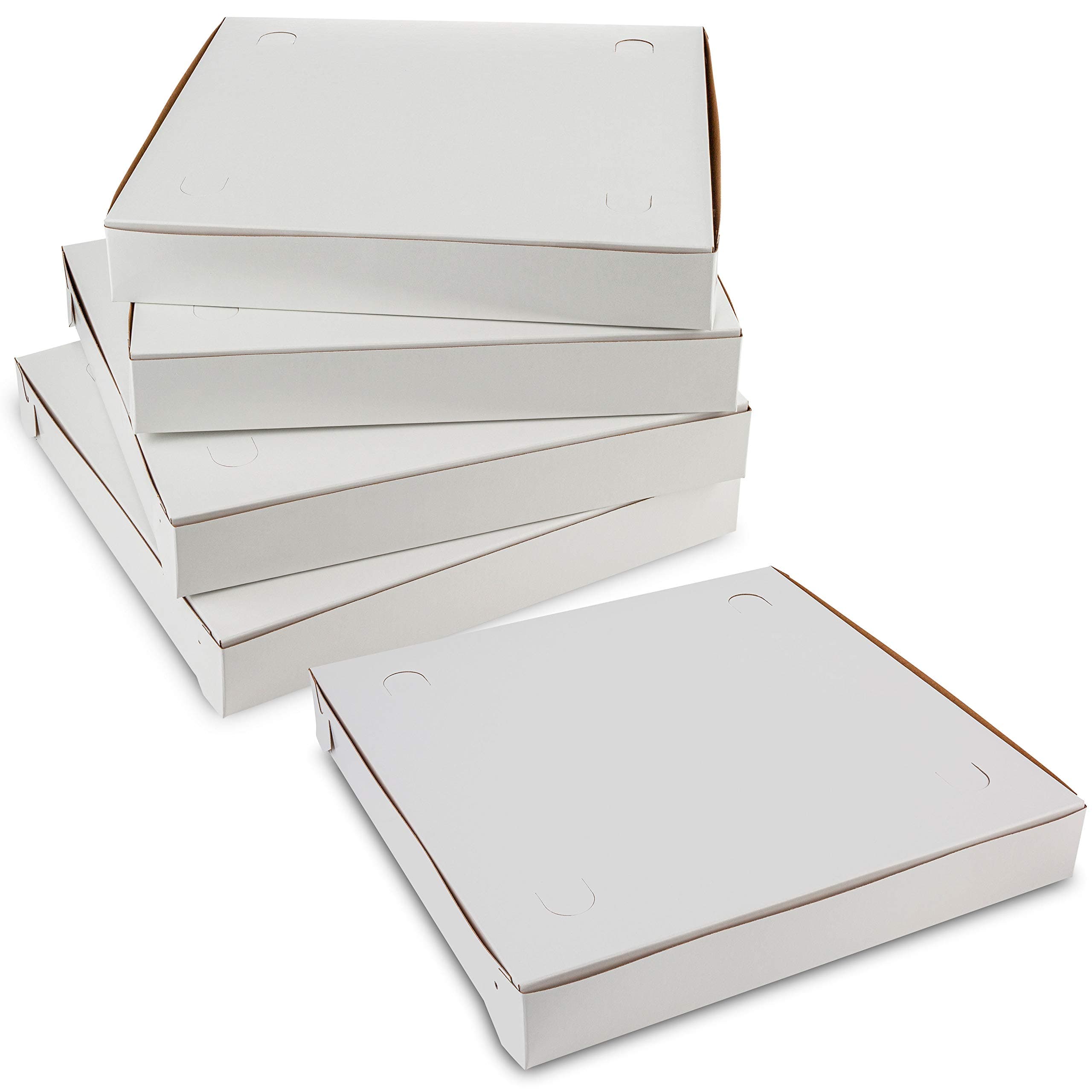 9" Length x 9" Width x 1.5" Depth Lock Corner Clay Coated White Thin Pizza Box by MT Products (20 Pieces)