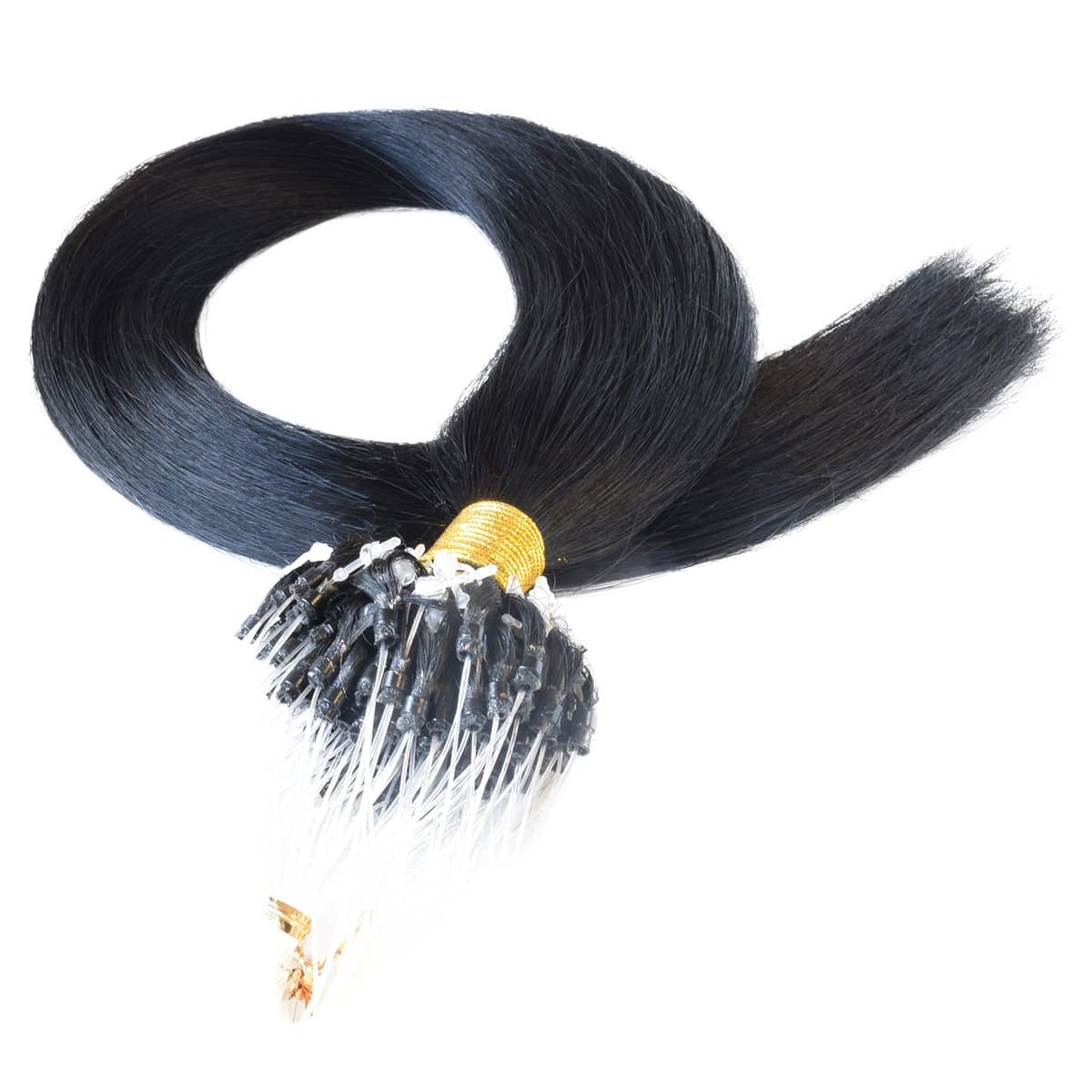 Micro Loop Ring REMY Hair Extensions-#1 Jet Black-0.8g x 20strands-Grade AAA (20")