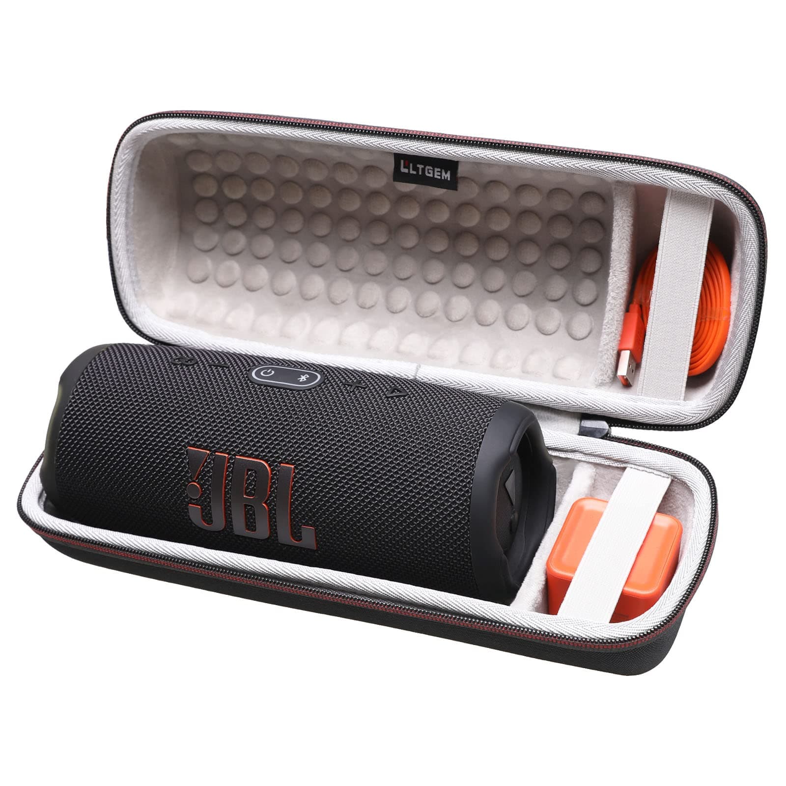 LTGEM Case for JBL Charge 4/JBL Charge 5 Speaker Carrying Case Hard Storage Travel Protective Bag Fits Charger and USB Cable (Velvet Grey)