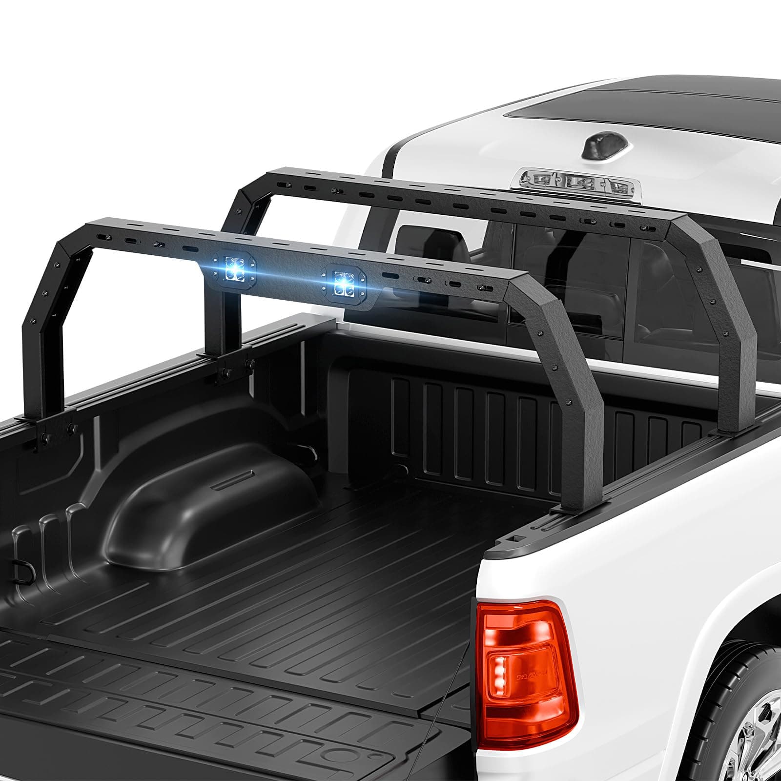 Adjustable 20-22.87" High Truck Bed Racks with 2 Led Lights Compatible with Tacoma/Tundra/Silverado 1500/ Sierra 1500/ Ram 1500/ Titan/Frontier/Canyon/Colorado/JT/Ford F-Series/Ranger