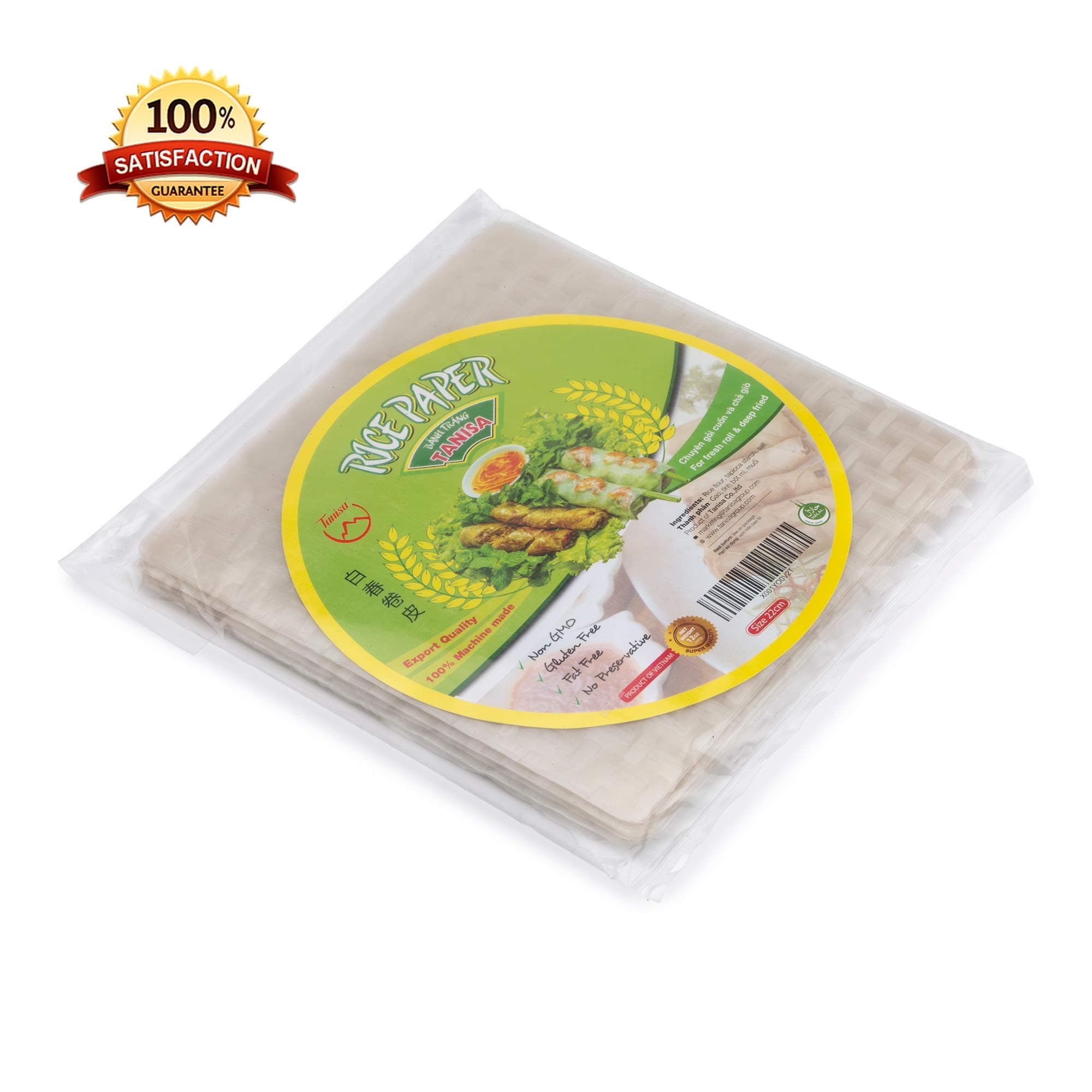 Tanisa Spring Roll Rice Paper Wrapper for Fresh Roll & Deep Fried(22cm, Square, 12 Oz/pack)