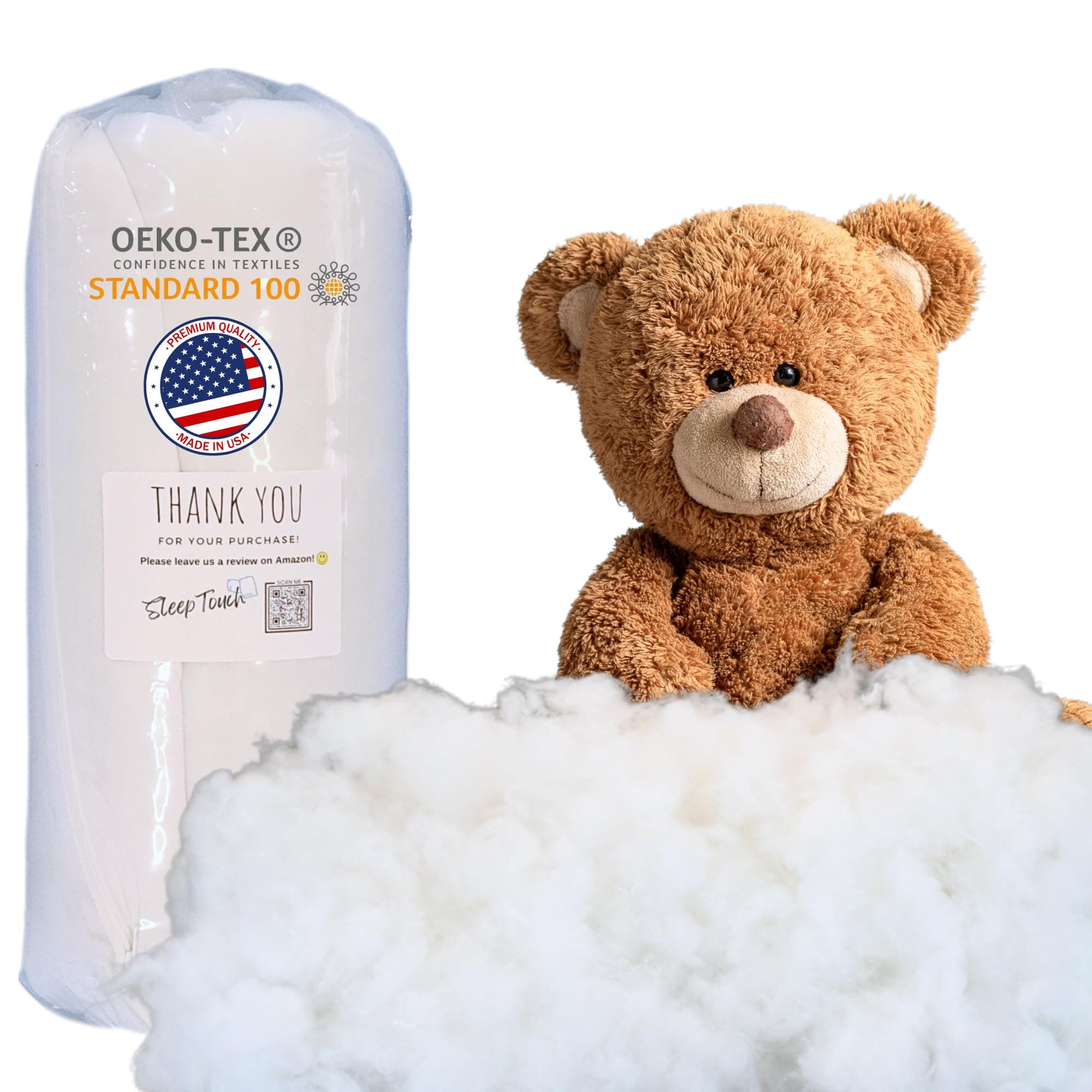 Polyester Fiber Fill Stuffing – 8 lb/128oz High-Loft Polyfill for Couch Cushions, Pillows, Stuffed Animals, Toys, Crafts & DIY – Soft, Fluffy, High Resilience Fill Fiber – Oeko-TEX Certified