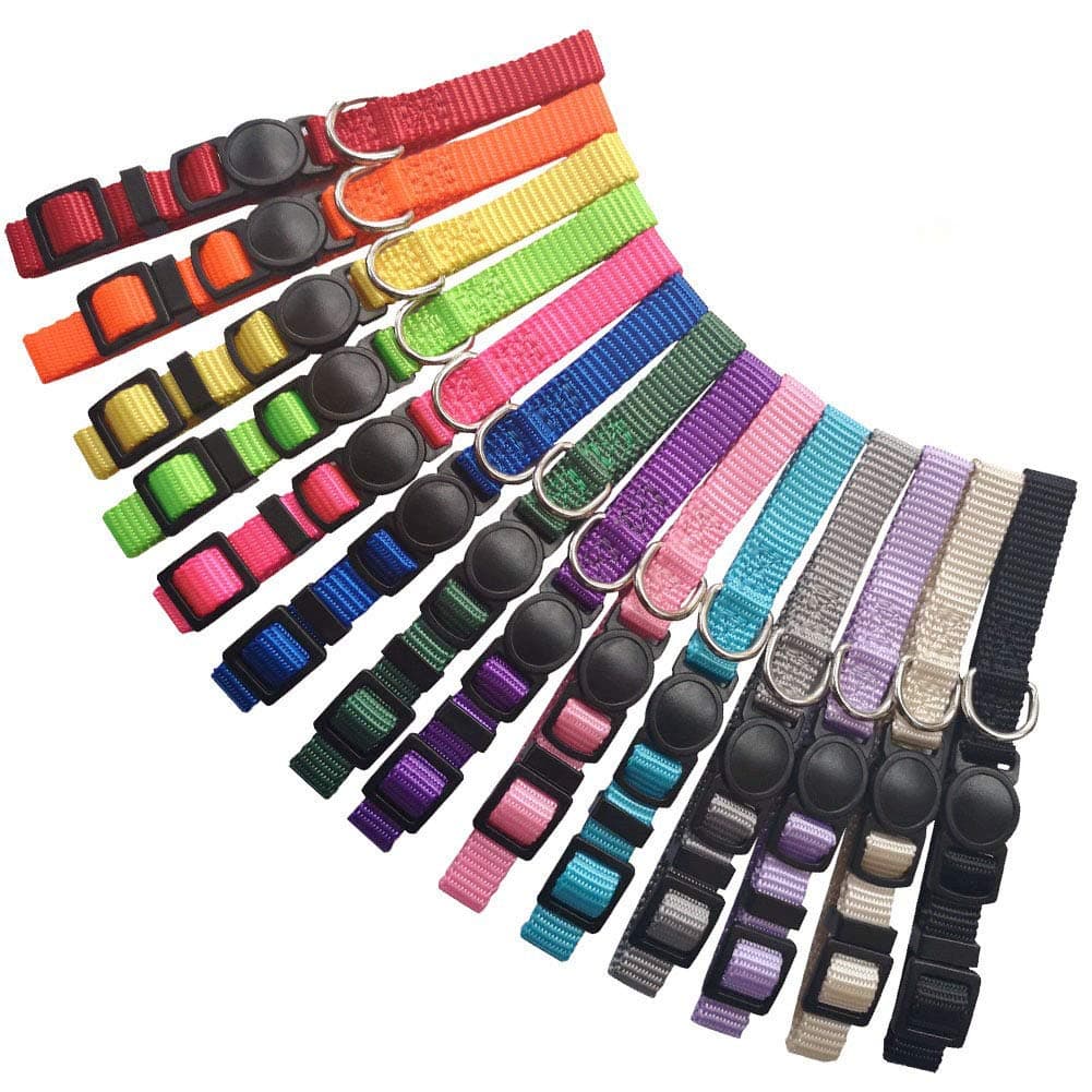 14 PCS Puppy ID Collars Nylon Soft Identification Colorful Adjustable Breakaway Safety Whelping Litter Collars for Pups with Record Keeping Charts 14pcs/Set