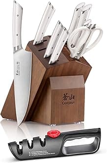 - Cangshan HELENA Series German Steel Forged Knife Block Set (10-Piece, White)