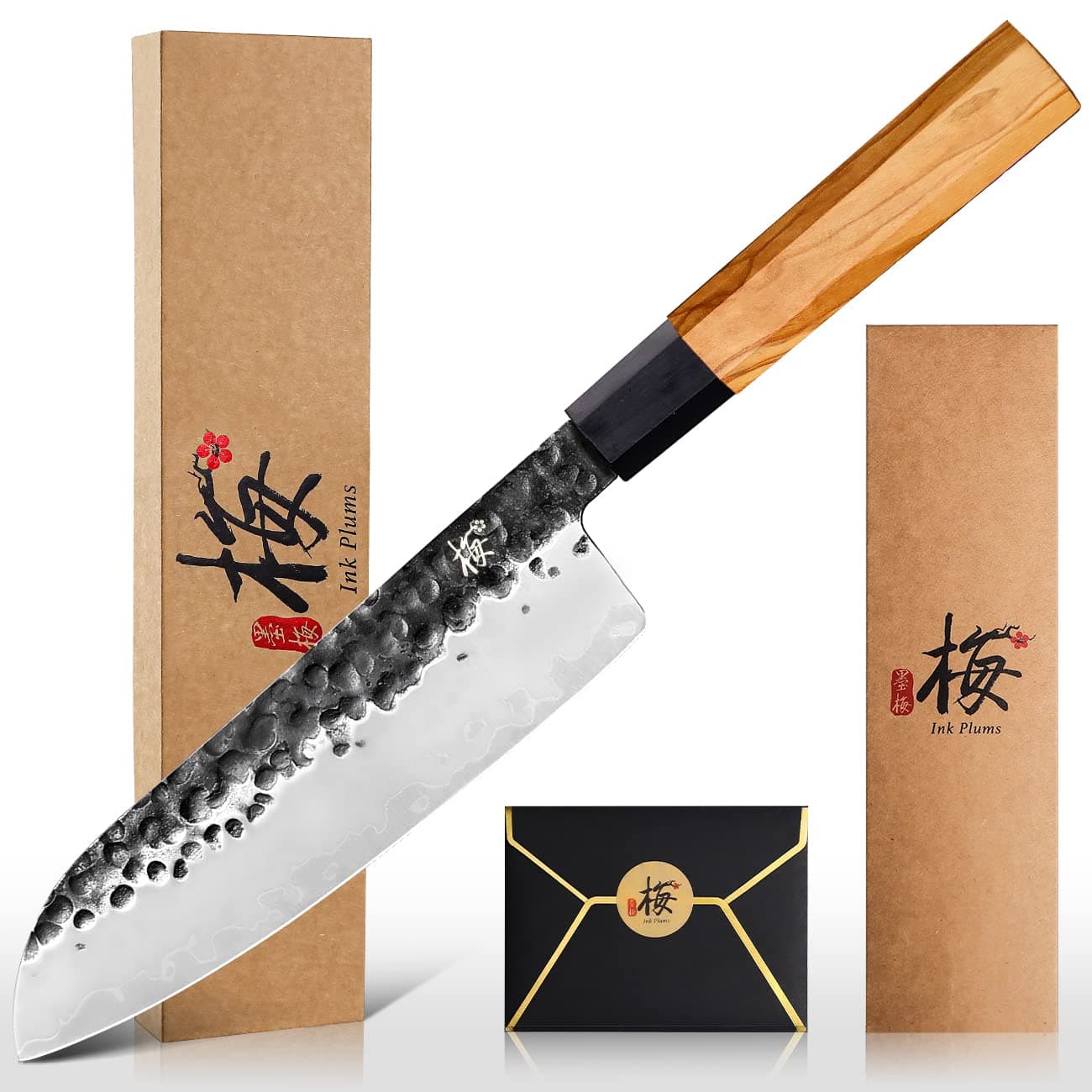 Santoku Chef’s Knife 7 Inch,Japanese Sharp Blade Kitchen Knife with Olivewood Handle And Beautiful Gift Box
