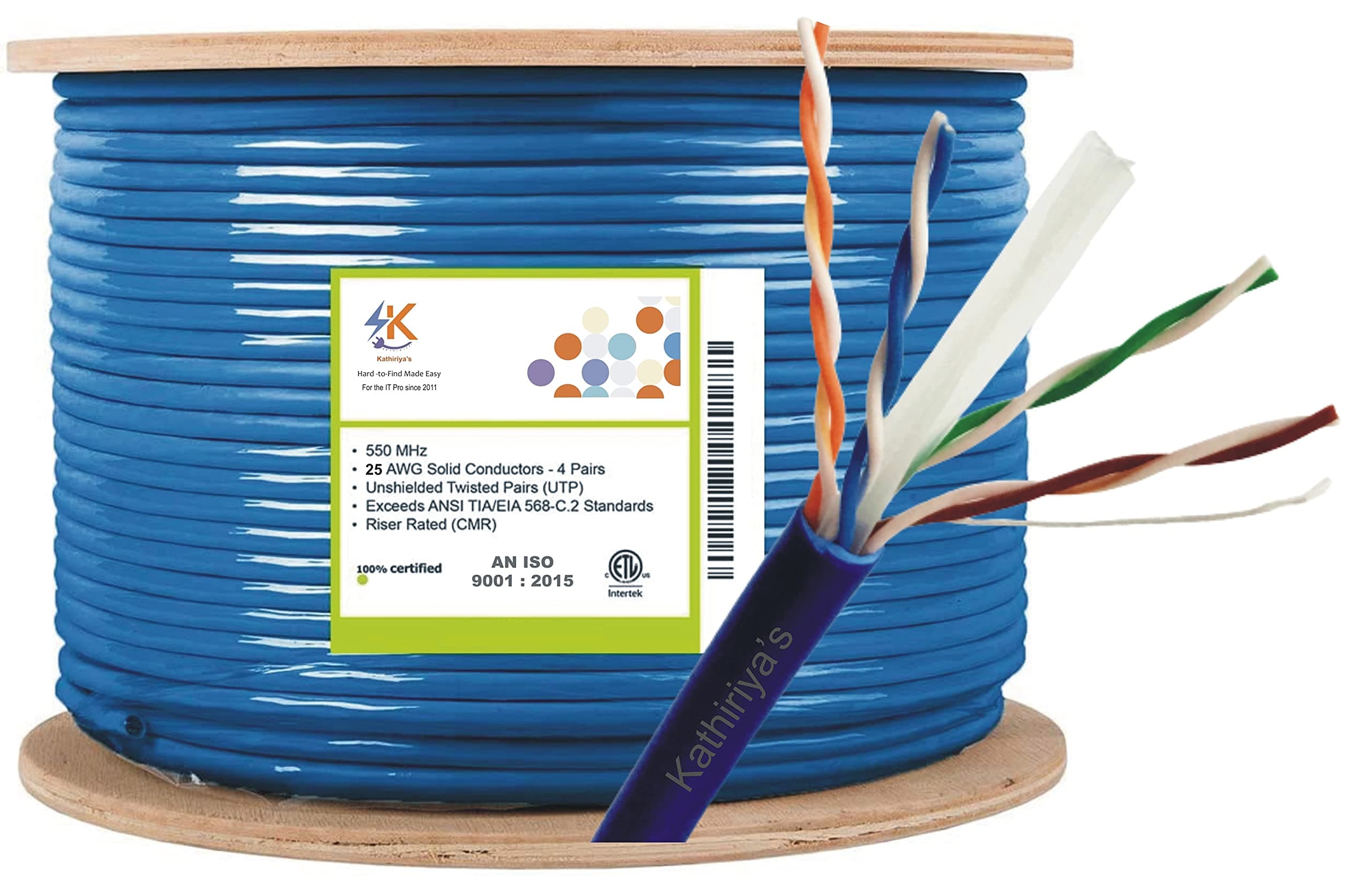 Kathiriyas Modem, Printer, Router LAN Zone CAT 6 Executive 305 m, Networking and Ethernet Cable Roll- Blue