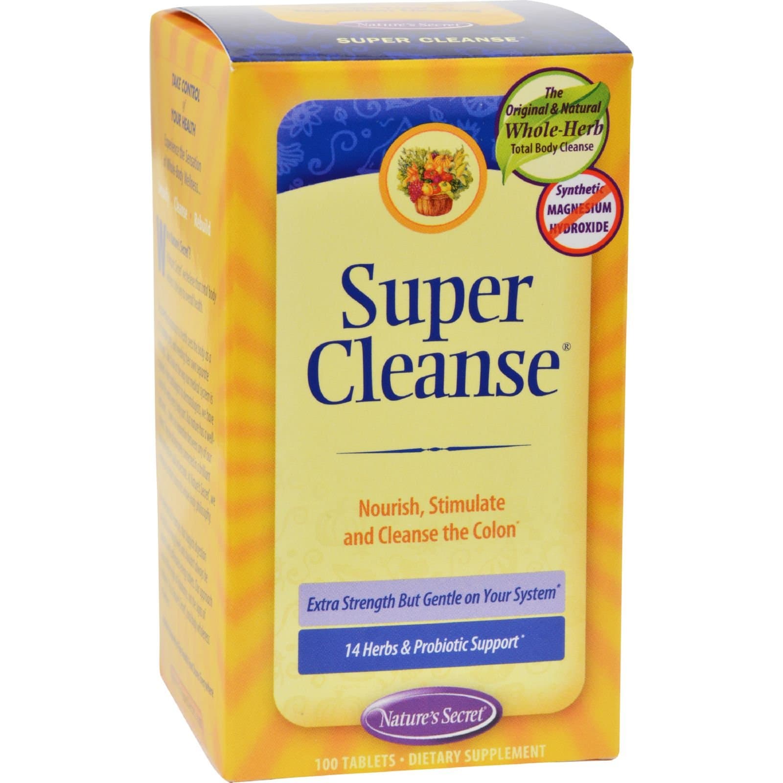 Nature's SecretSuper Cleanse - 100 Tablets - 14 Herbs and Probiotic Support