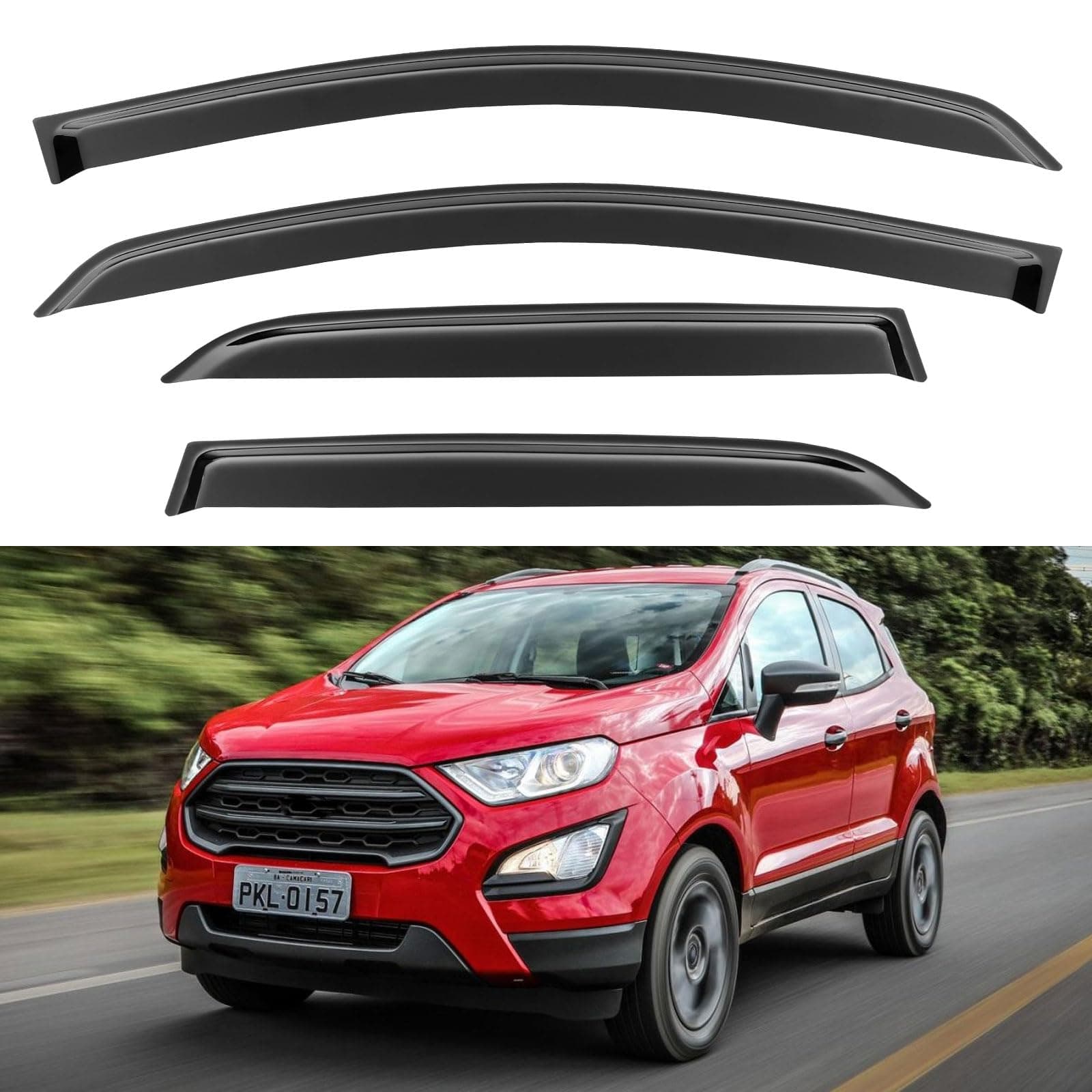 YQAUTEC Window Visors Rain Guards Shield for Ford EcoSport 2018 2019 2020 2021 2022, Window Wind Deflectors Vent Shades for 18-22 EcoSport