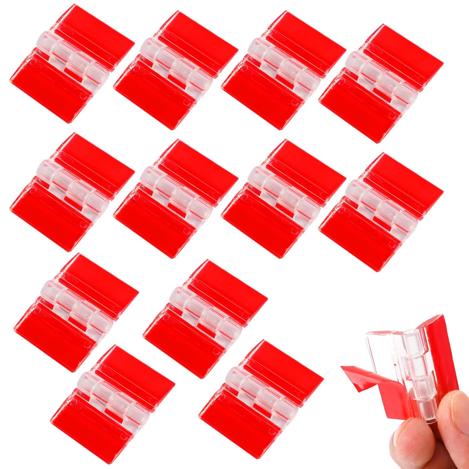 12 Pcs Acrylic Small Hinges - Self Adhesive Clear Plastic Transparent Continuous Hinge Tools for Cabinet Drawer Furniture DIY Display Stand 35x25 mm