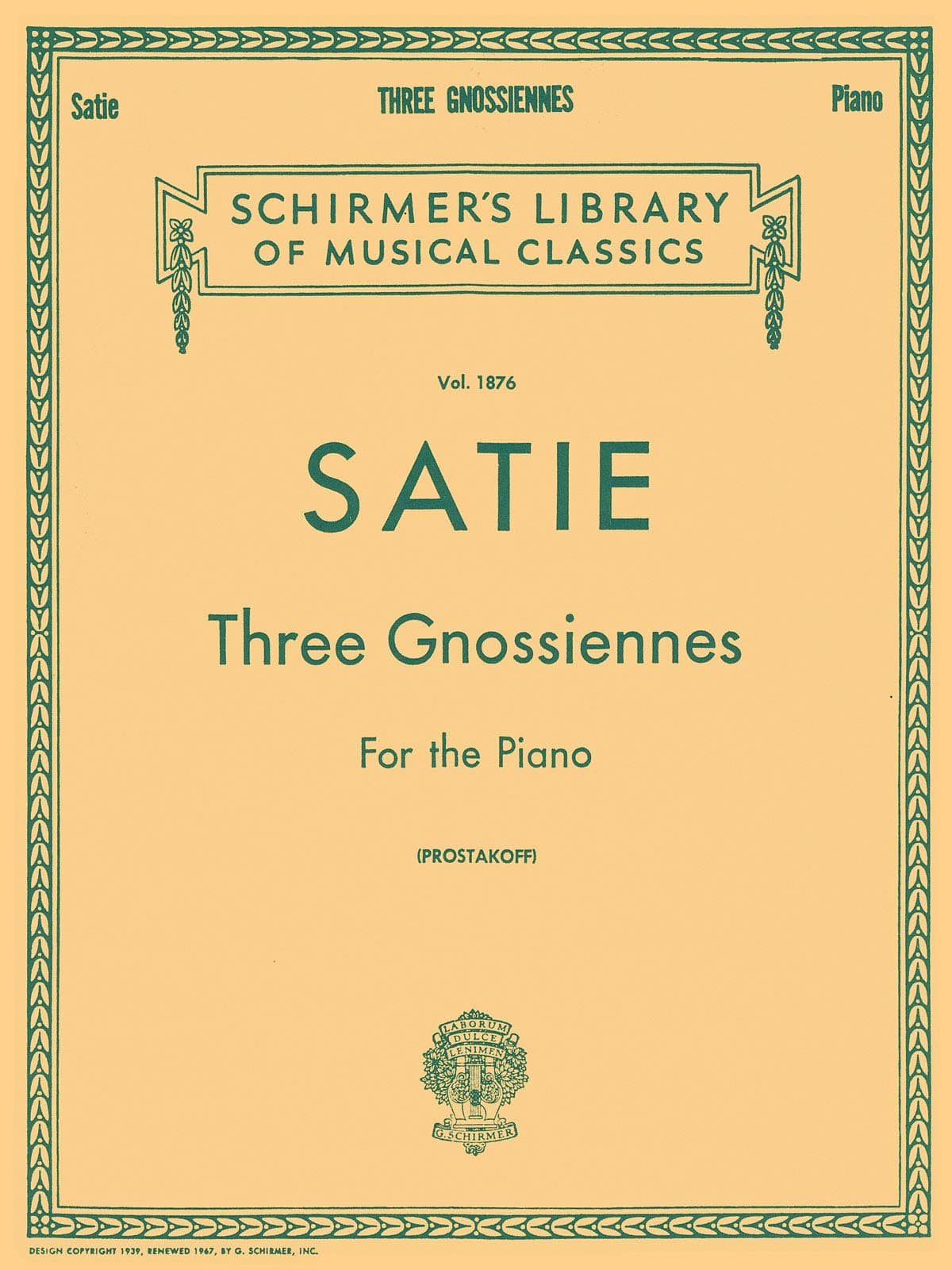 Three Gnossiennes For The Piano Pf