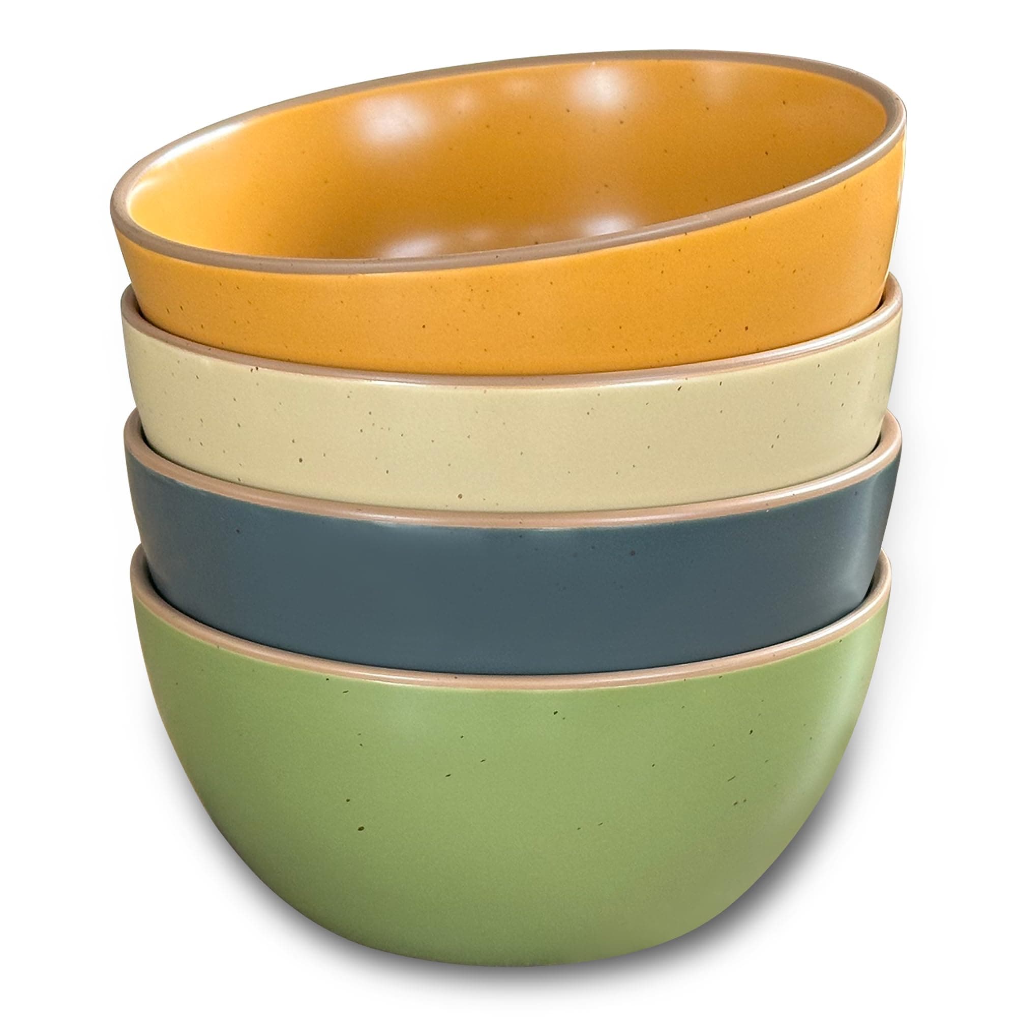 Mora Ceramic Artisan Matte Bowls For Kitchen 28oz - Bowl Set of 4 - For Cereal, Salad, Pasta, Soup, Dessert etc - Dishwasher, Microwave, and Oven Safe - For Breakfast, Lunch and Dinner - Safari Colors