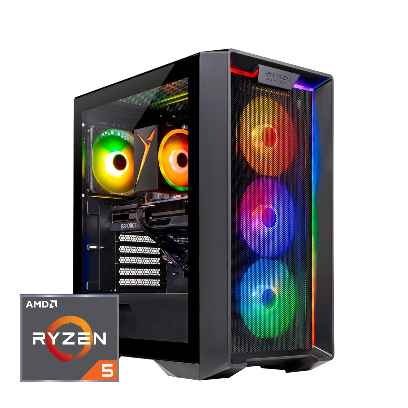 Skytech Nebula Gaming PC Desktop, Ryzen 5 5500 3.6 GHz (4.2GHz Turbo Boost), NVIDIA RTX 4060 8GB GDDR6X, 1TB SSD, 16GB DDR4 RAM 3200, 650W Gold PSU, Wi-Fi, Win 11 Home