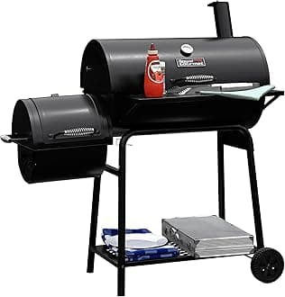Royal Gourmet CC1830F Charcoal Grill with Offset Smoker, 811 Sq. Inches Cooking Space, Barrel Charcoal BBQ Grill for Outdoor Backyard Cooking, Black
