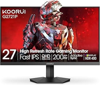 27" Gaming Monitor, 200Hz 1ms Fast IPS, WQHD (2560 x 1440p) HDR 400 Display, DCI-P3 95% Color Gamut, FreeSync Premium, Adaptive G-Sync, HDMI x 2, DisplayPort, G2721P