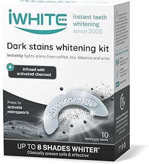 Dark Stains Teeth Whitening Kit – 10 Pre-Filled Trays – Instantly Removes Stains – Activated Charcoal Formula – Professional Teeth Whitening at Home – Peroxide-Free – Freshens Breath