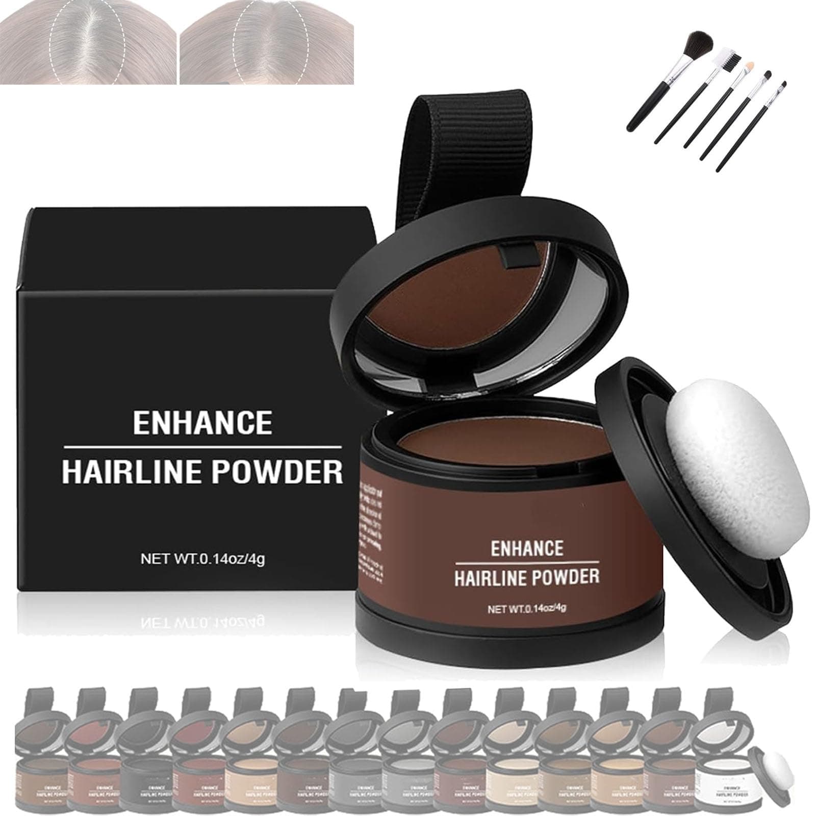 Waverloo Magic Root Cover Up,Waverly Magic Root Cover Up,Instantly Conceals Hair Loss,Maycheer Hair Rich Shading Powder,14 Colors Root Touch Up Powder with Mirror,Water Sweat Resistant (Medium Brown)