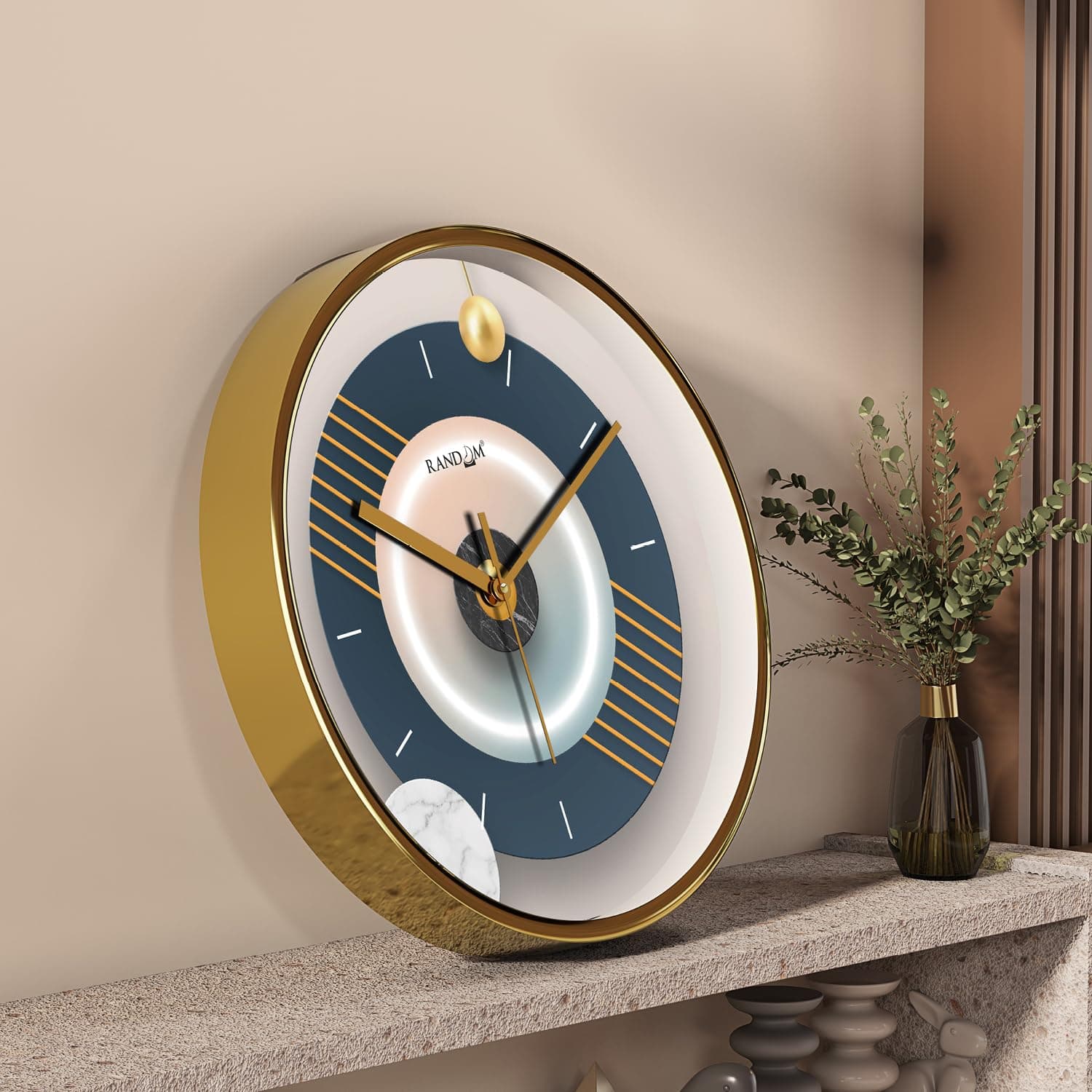 Round Plastic Wall Clock for Living Room/Kitchen/Dining Room