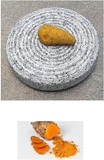 Round Shape Turmeric/Sandalwood Haldi Grinding Mortar Stone Round Shape/Manjal/Turmeric Grinding Kallu (Code_008) (Large)