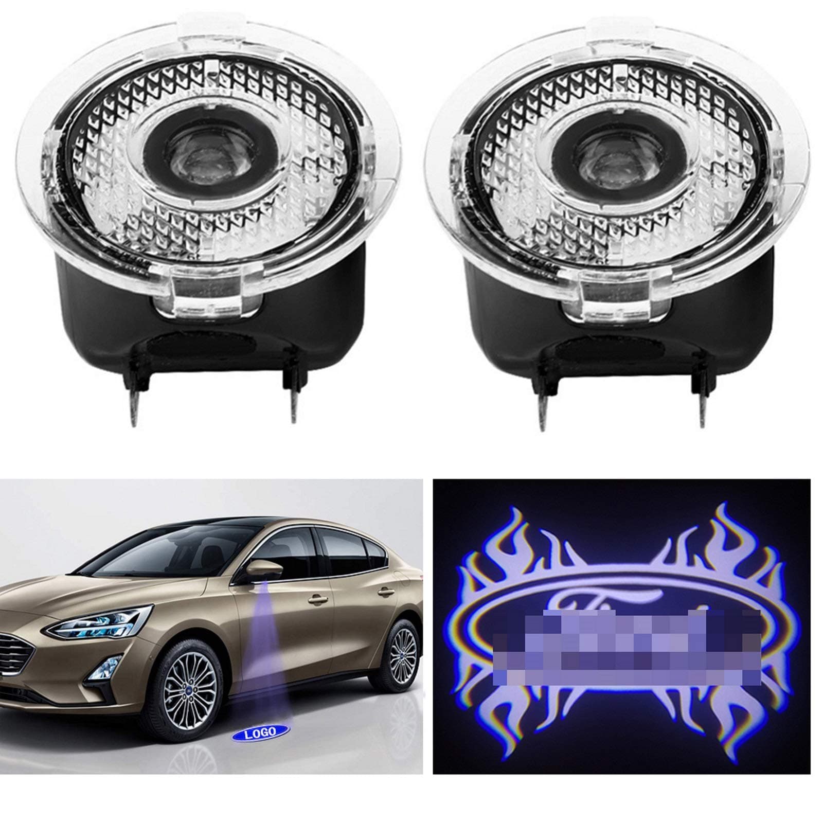 Car Side Mirror Puddle Light,Welcome Lights Projector Ghost Shadow Led Lamp for F150(FX4) / EDGE/Explprer/Taurus Accessories(FIRE)