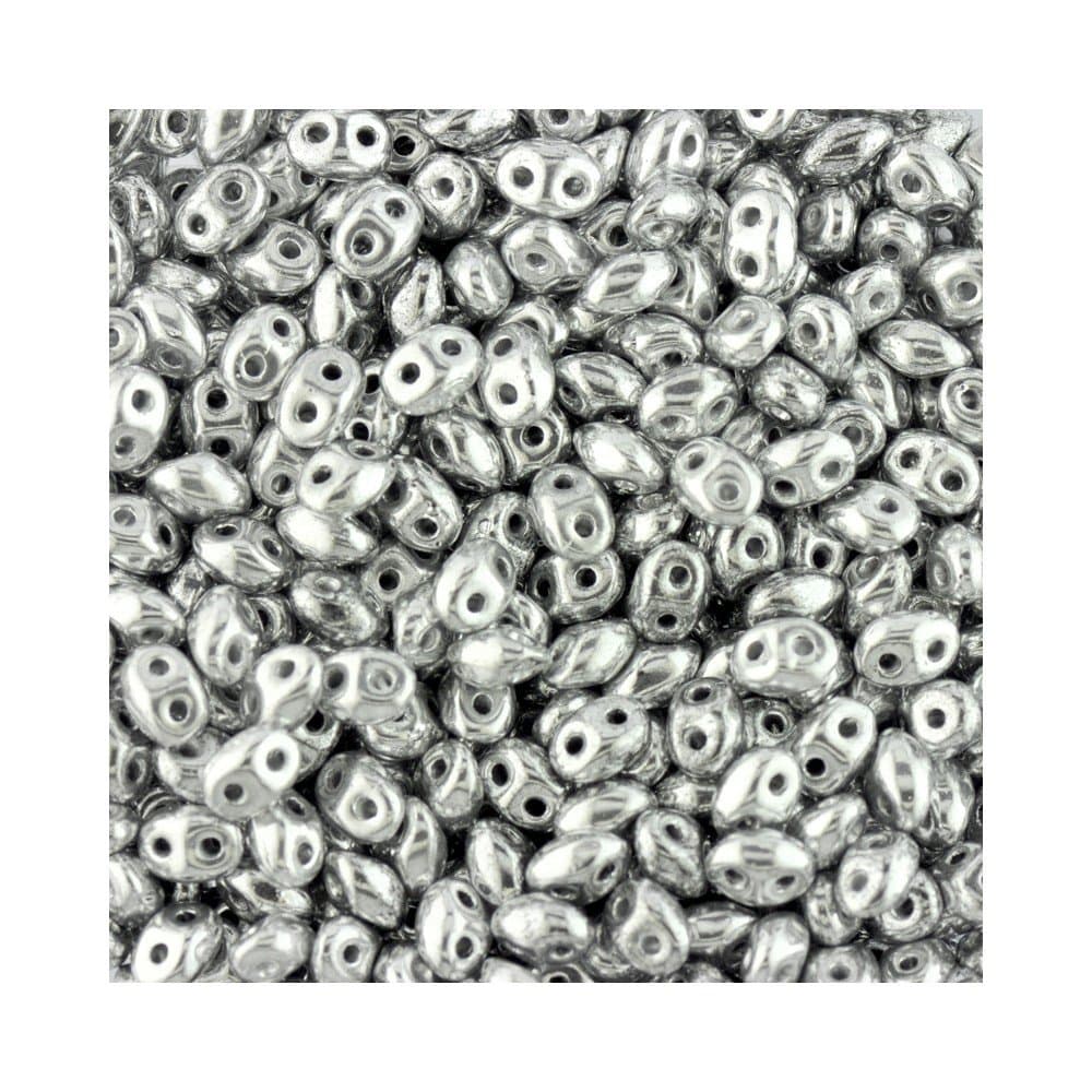 Superduo Beads Galvanised Silver Qty 10 Grams