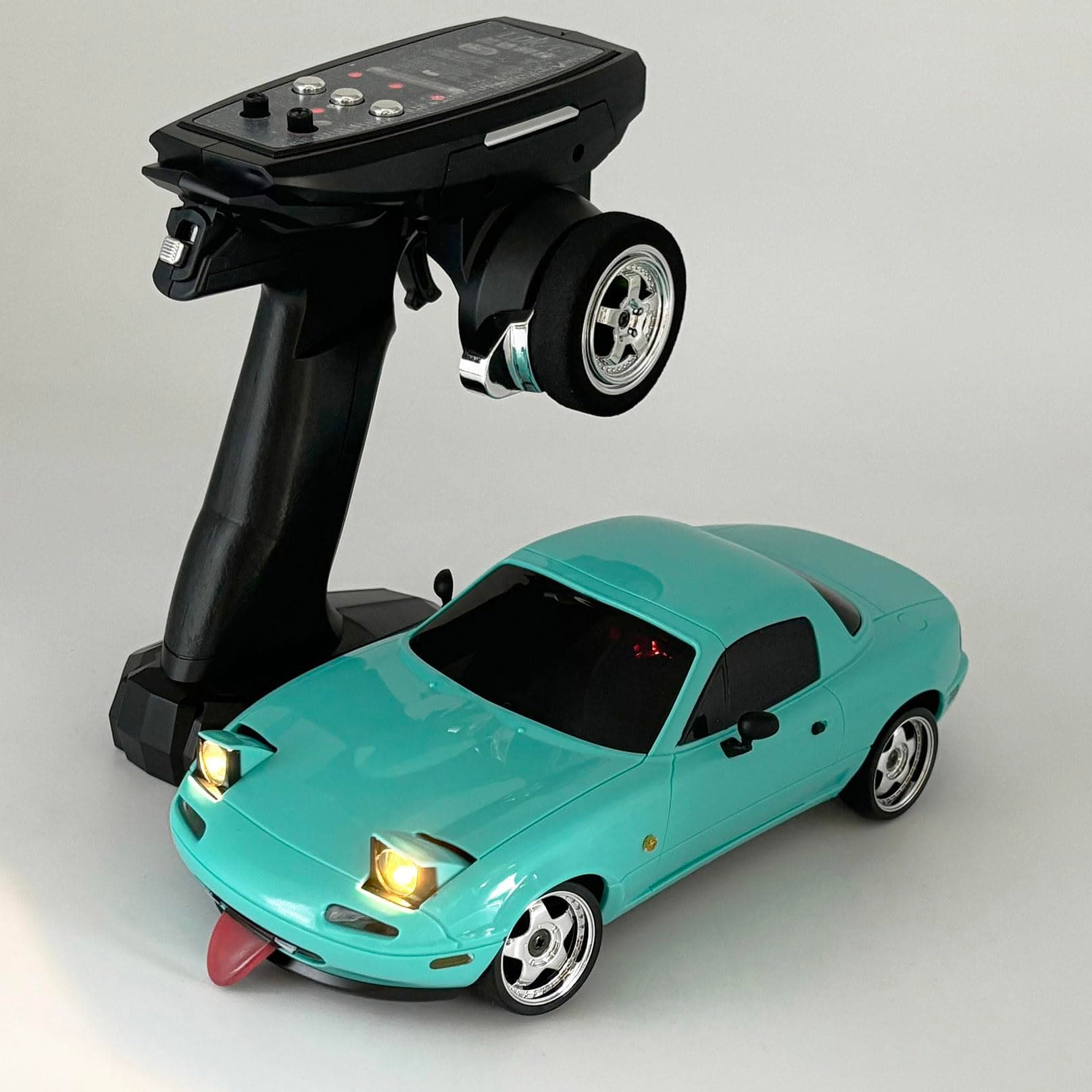 HLSFWDRIVE RC Drift Car 1/18 Scale Remote Control Drift Car with Gyro Hobby RC Car for Adult RWD 2.4 GHz Gyroscope Proportional Throttle Steering Metal Drive Shafts Blinking Headlights LD1804