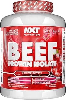 NXT Nutrition Beef Protein Isolate Powder - Protein Powder High in Natural Amino Acids - Paleo, Keto Friendly - Dairy and Gluten Free - Muscle Recovery | 1.8kg | Cherryade