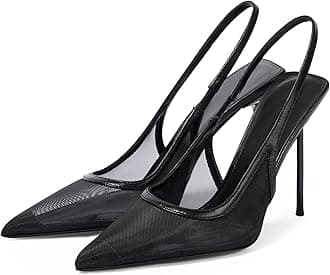 Slingback Heels for Women Pointed Toe Stiletto High Heels Stretch Slip on Backless Patent Leather Fashion Comfortable Dress Pumps Shoes