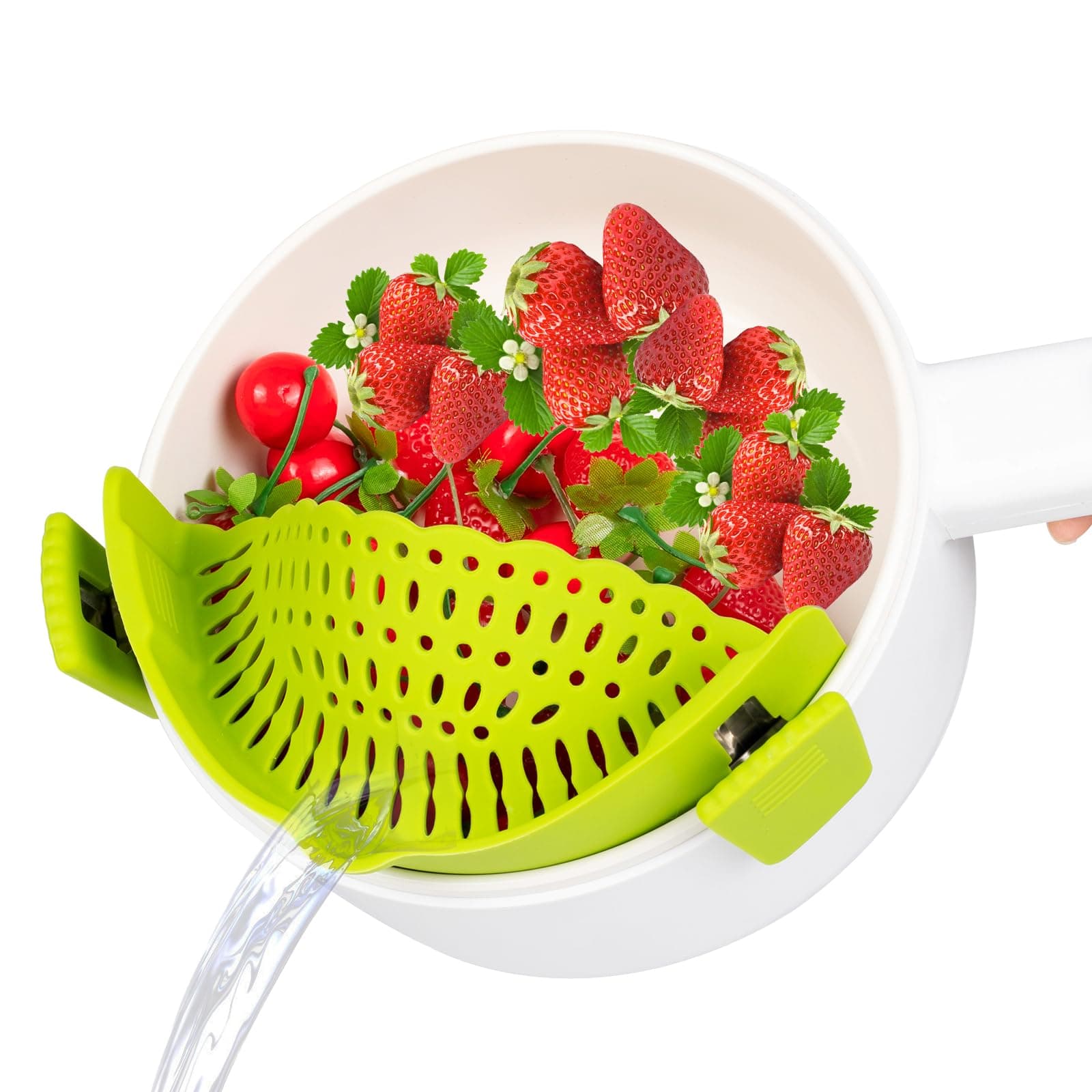 Kitchen Strain Pot Strainer and Pasta Strainer - Adjustable Silicone Clip On Strainer for Pots, Pans, and Bowls - Kitchen Colander, Kitchen Gadgets, Noodle Strainer, Food Strainer (green)