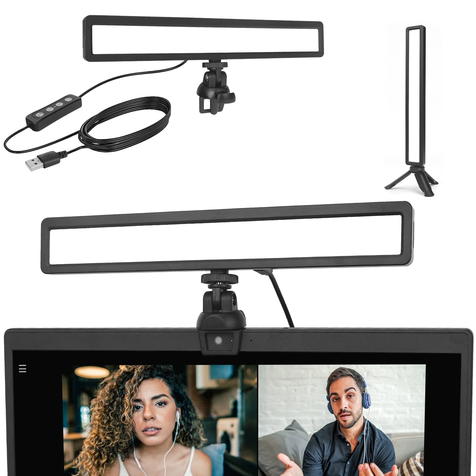 Video Conference Lighting, Zoom Light for Remote Working, Webcam Lighting for Laptop, Zoom Calls, Live Streaming, Online Class, Self Broadcasting, Video Conference Light Kit for Zoom Meeting