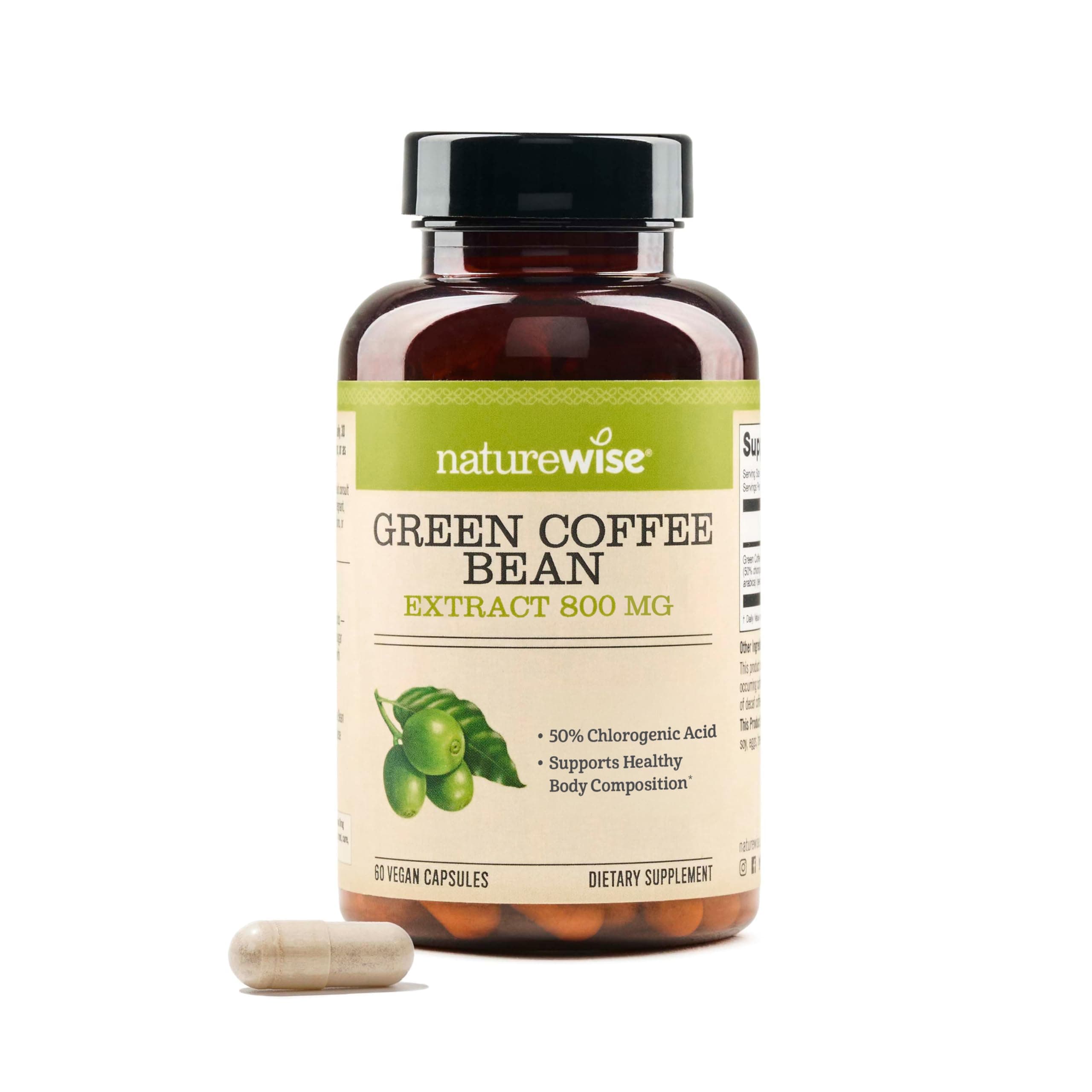 NatureWise Green Coffee Bean Extract 800mg - with 50% Chlorogenic Acids - Support for Weight Goals, Energy, and Antioxidants - Vegan, Non-GMO - 60 Capsules[1-Month Supply]