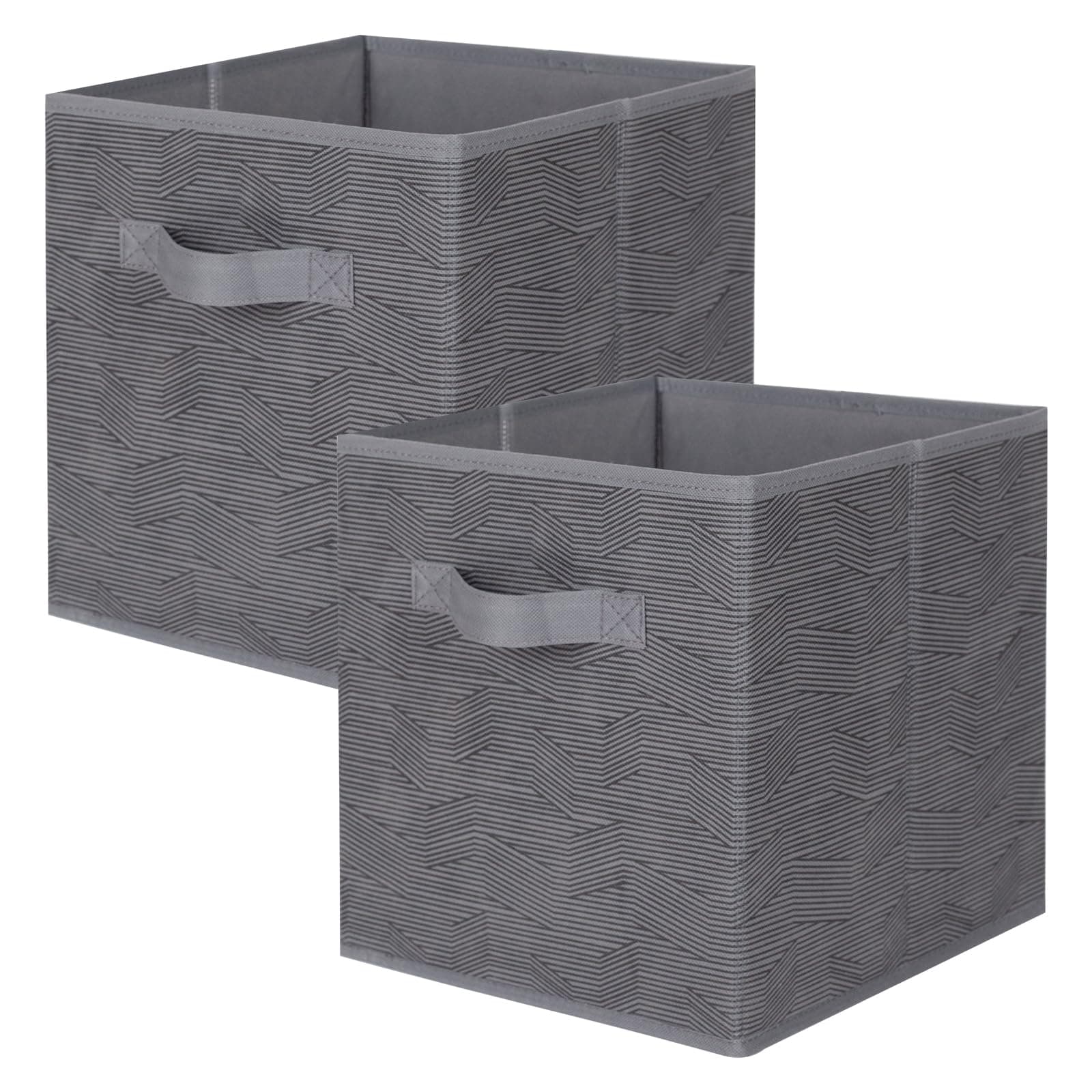 ShellKingdom Storage Bins, Foldable Fabric Storage Cubes and Cloth Storage Organizer Drawer for Closet and Toys Storage, 2 Pack (Dark Gray with Black Stripe)