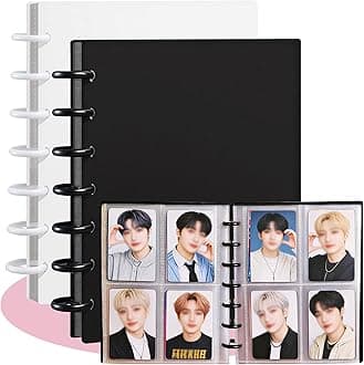 Kpop Photocard Binder, Photocard Album, 3-Inch Photo Card Holder Album for Fujifilm Instax Mini, Polaroid Photos, Standard Trading Cards and ID Cards, Black & White, 40 Sheets 160 Pockets