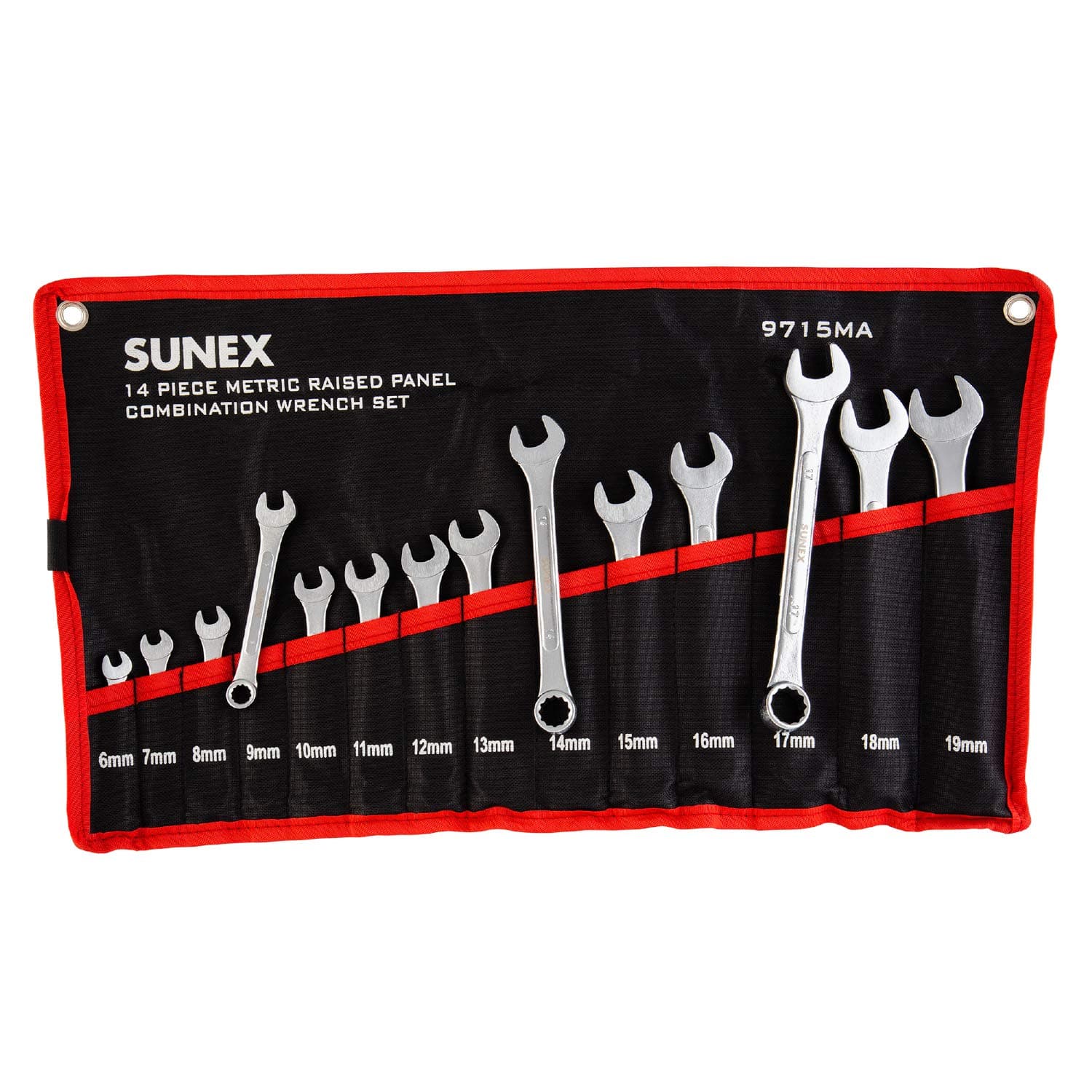 Sunex Tools9715A Metric Raised Panel Combination Wrench Set, 14 Piece