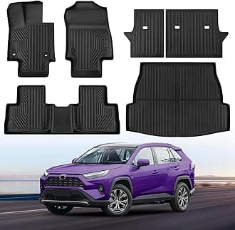 Floor Mats for Toyota RAV4 2025 2024-2019 (Include Hybrid) Full Set All Weather Floor Mats for Toyota RAV4 Accessories 2025 2024-2019 TPE Back Seat Cover Protector Trunk Frunk Mat