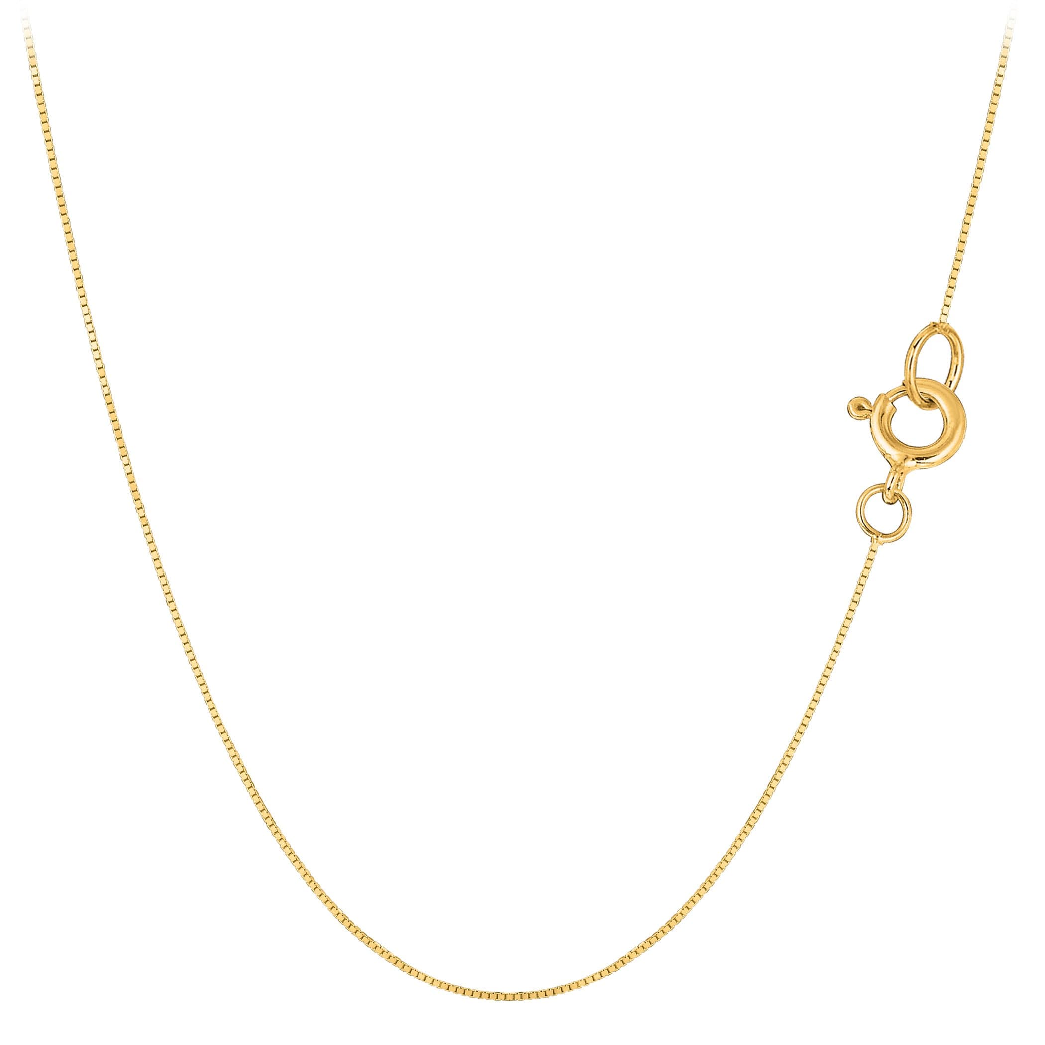 10k Real Solid Gold Mirror Box Style Chain Necklace, 0.45mm