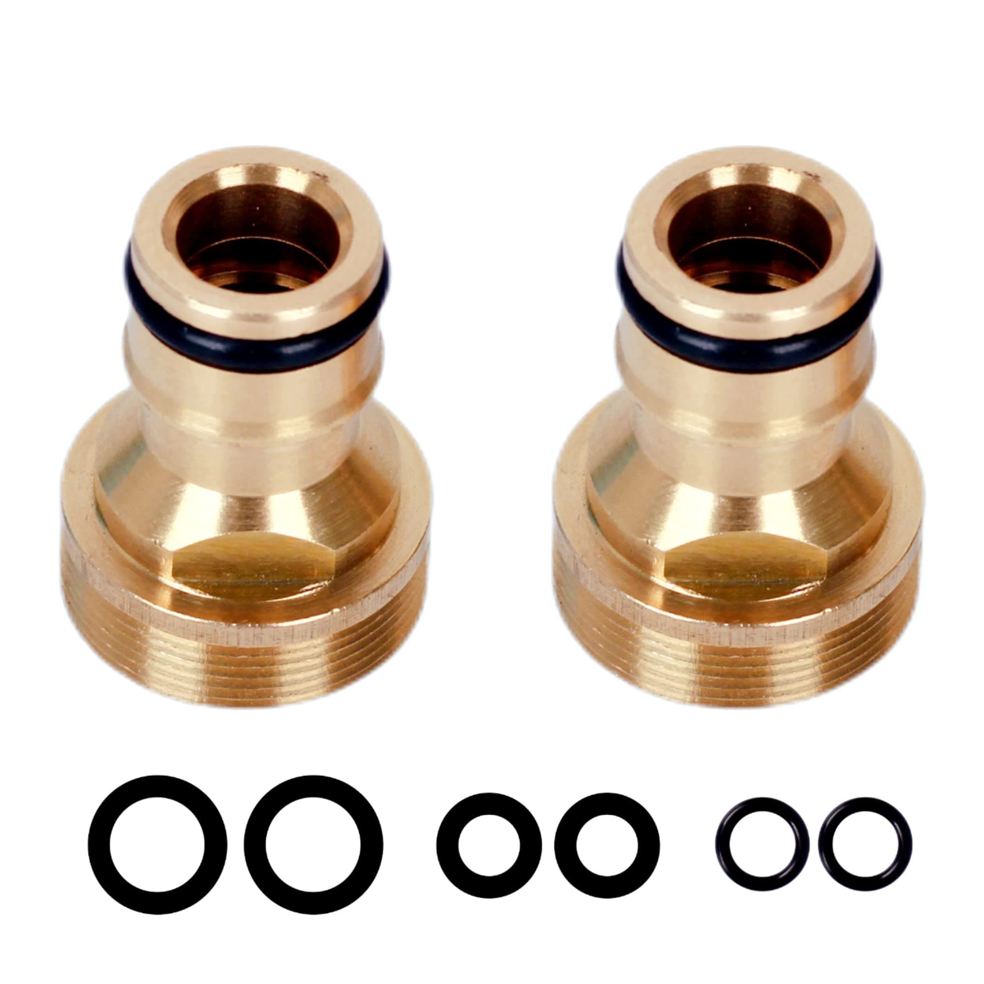 2Pcs Brass Universal Kitchen Tap Connector 22mm Threaded Outside/Indoor Tap,Kitchen Sink Tap Adapter,Hot Water Tap Connector for Hose Pipe,Kitchen Mixer Tap Hose Connector for Outdoor Garden,Bathroom