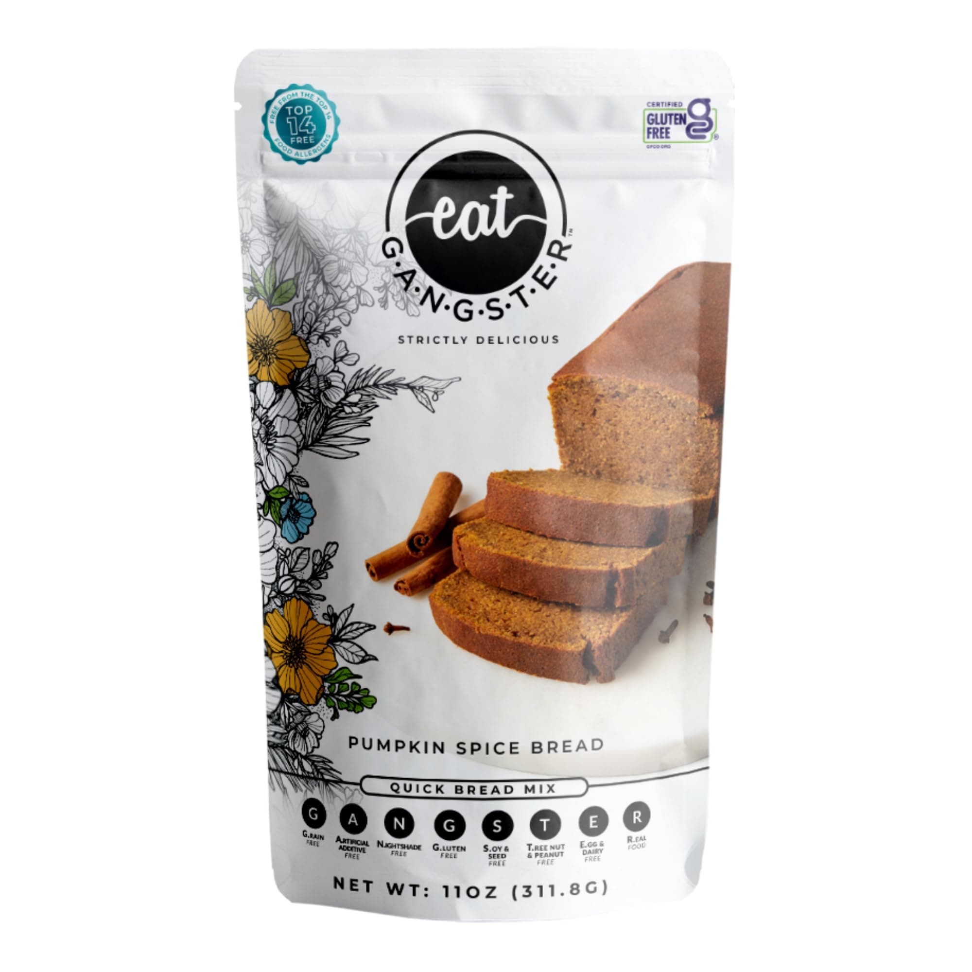 eat G.A.N.G.S.T.E.R. Pumpkin Bread Mix, Allergy-Friendly Baking Mix, Grain-Free, No Dairy, Nuts, Gluten, Dairy, For Paleo & AIP Diets, Seasonal Loaf, Doughnuts, Breakfast, Healthy Snack, Dessert