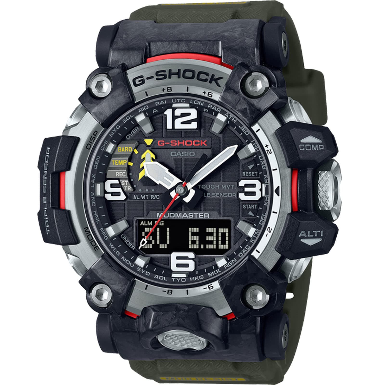 G-Shock New Thinner Carbon Mudmaster Watch, Solar Green
